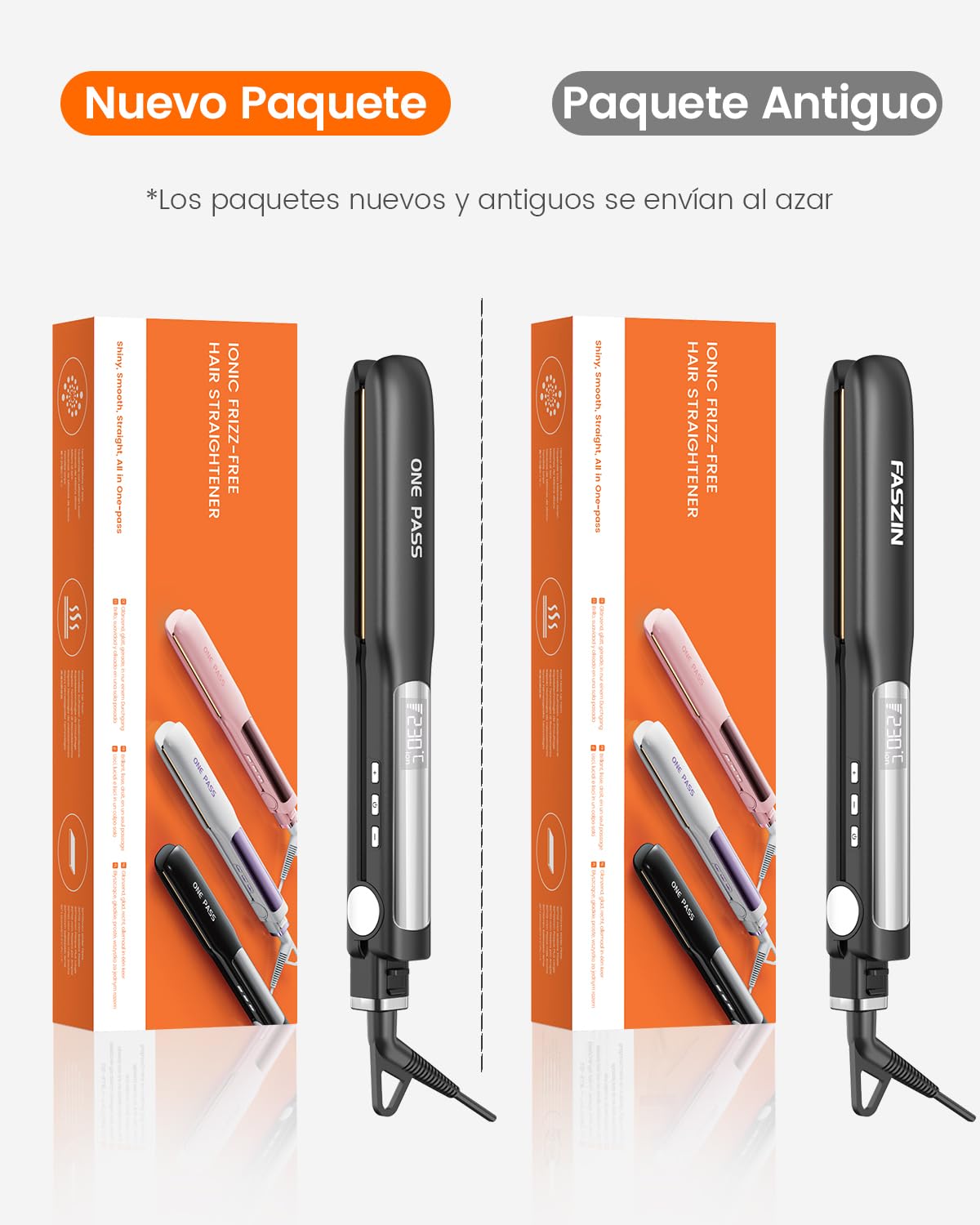 Faszin Planchas del Pelo 2 en 1, Calienta en 20s Plancha Pelo, de Titanio con Iones Plancha de Pelo, Pantalla LCD Clara, Ideal para Alisar, Rizar y crear Ondas (Negro)
