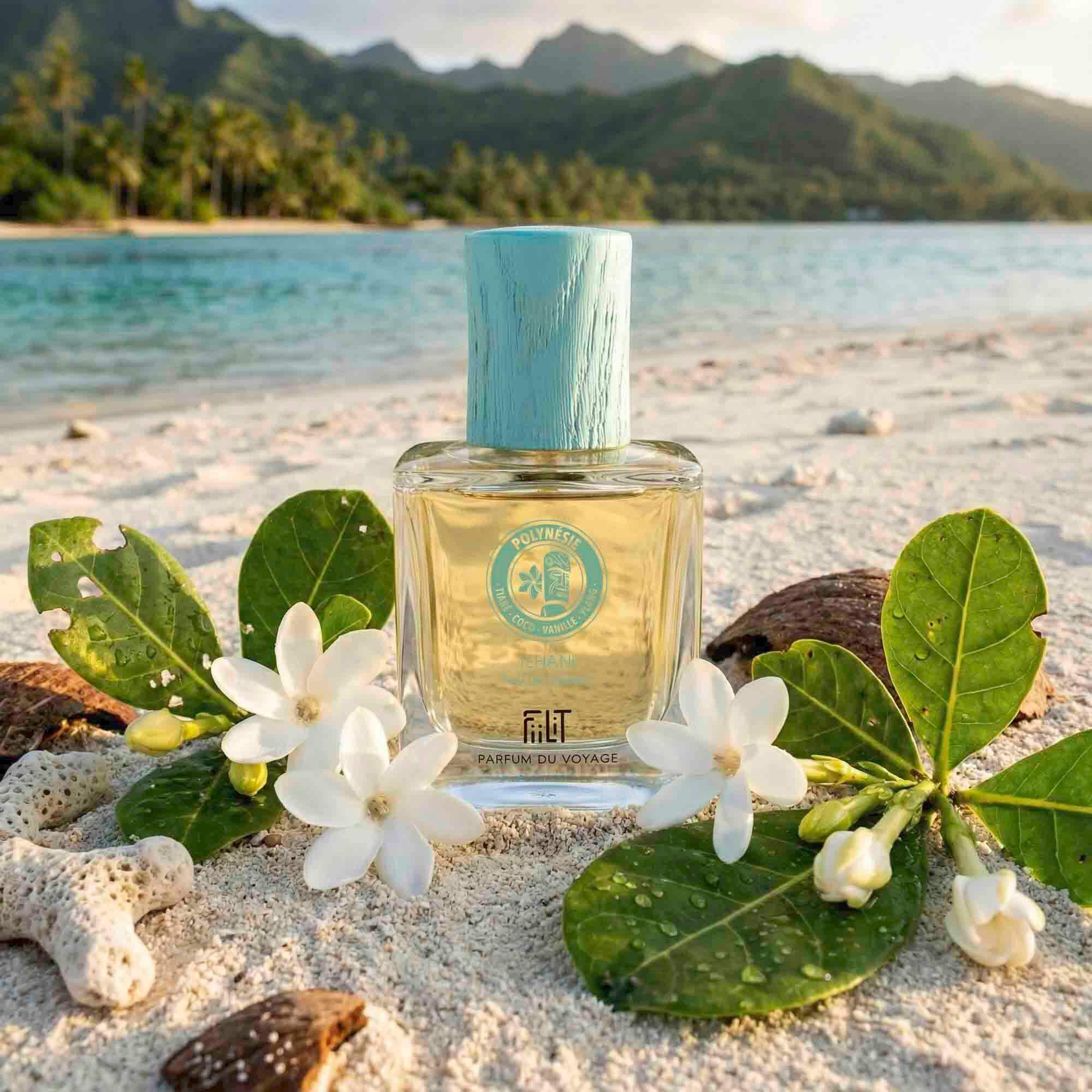 TEHANI naturalna woda perfumowana POLINZESIA 50 ml - FiiLiT perfumy podróżne - dla kobiet i mężczyzn - Butelka wielokrotnego napełniania - Kwiat Tiaré Ylang Floral Oriental