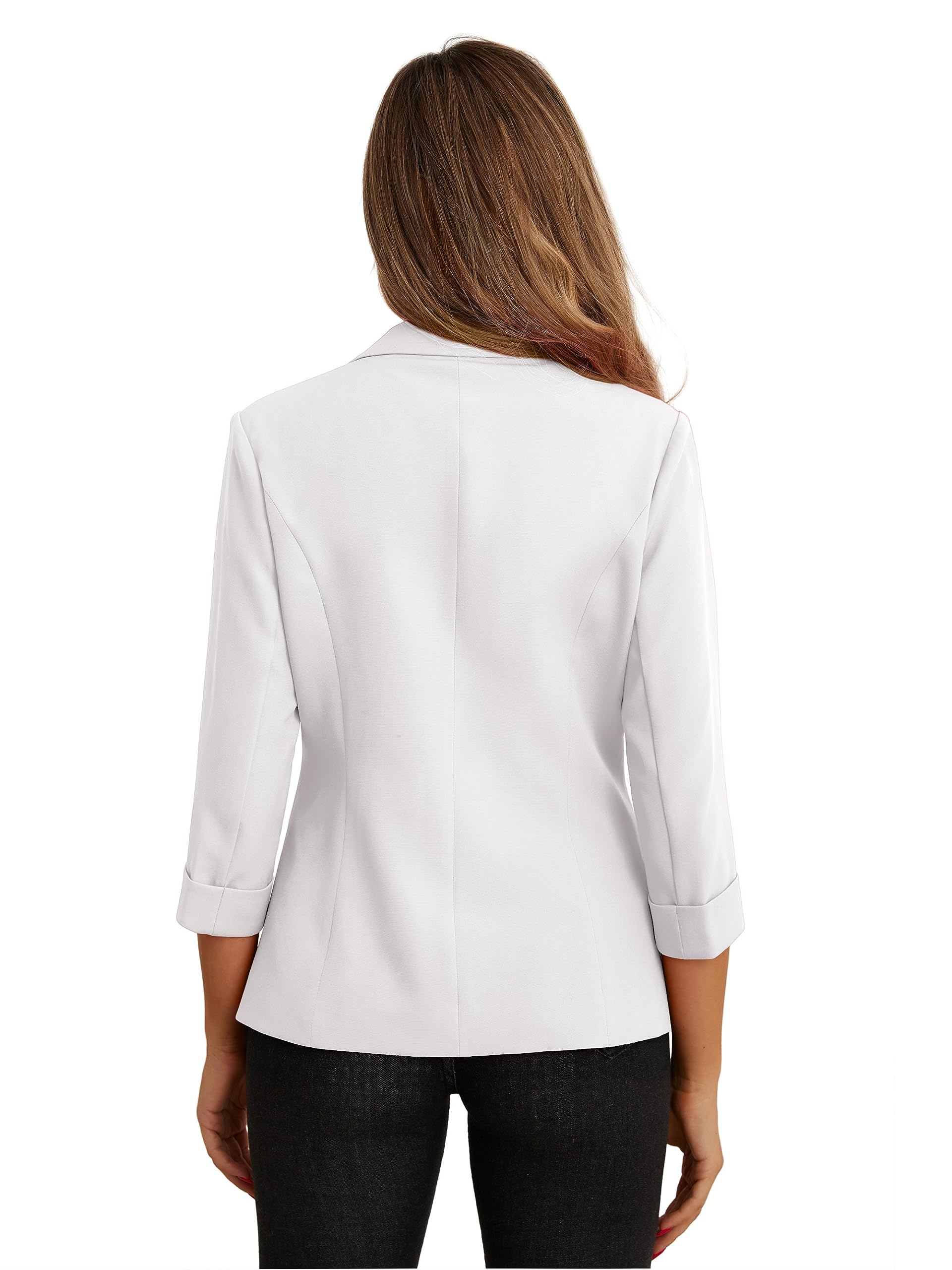 GRECERELLE Blazers para mujer, chaquetas de traje ligeras, manga 3/4, casual, para el trabajo, la oficina, con bolsillos