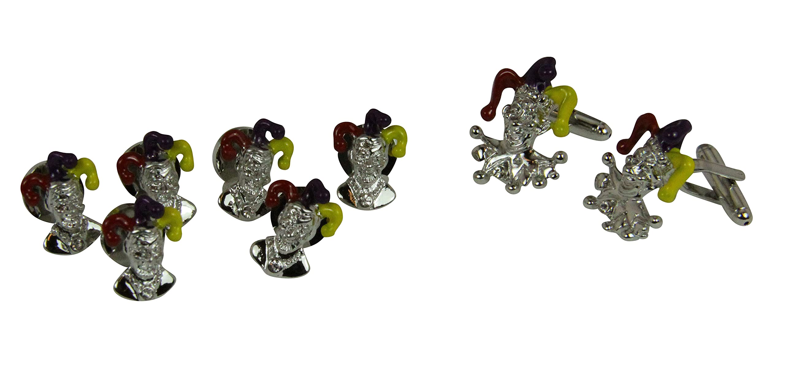 4031952 Pair of Jester Cuff Links and Set of 6 Shirt Studs Tuxedo Formal Dress Roj Royal Order Jesters Biliken Mirth is King Billiken