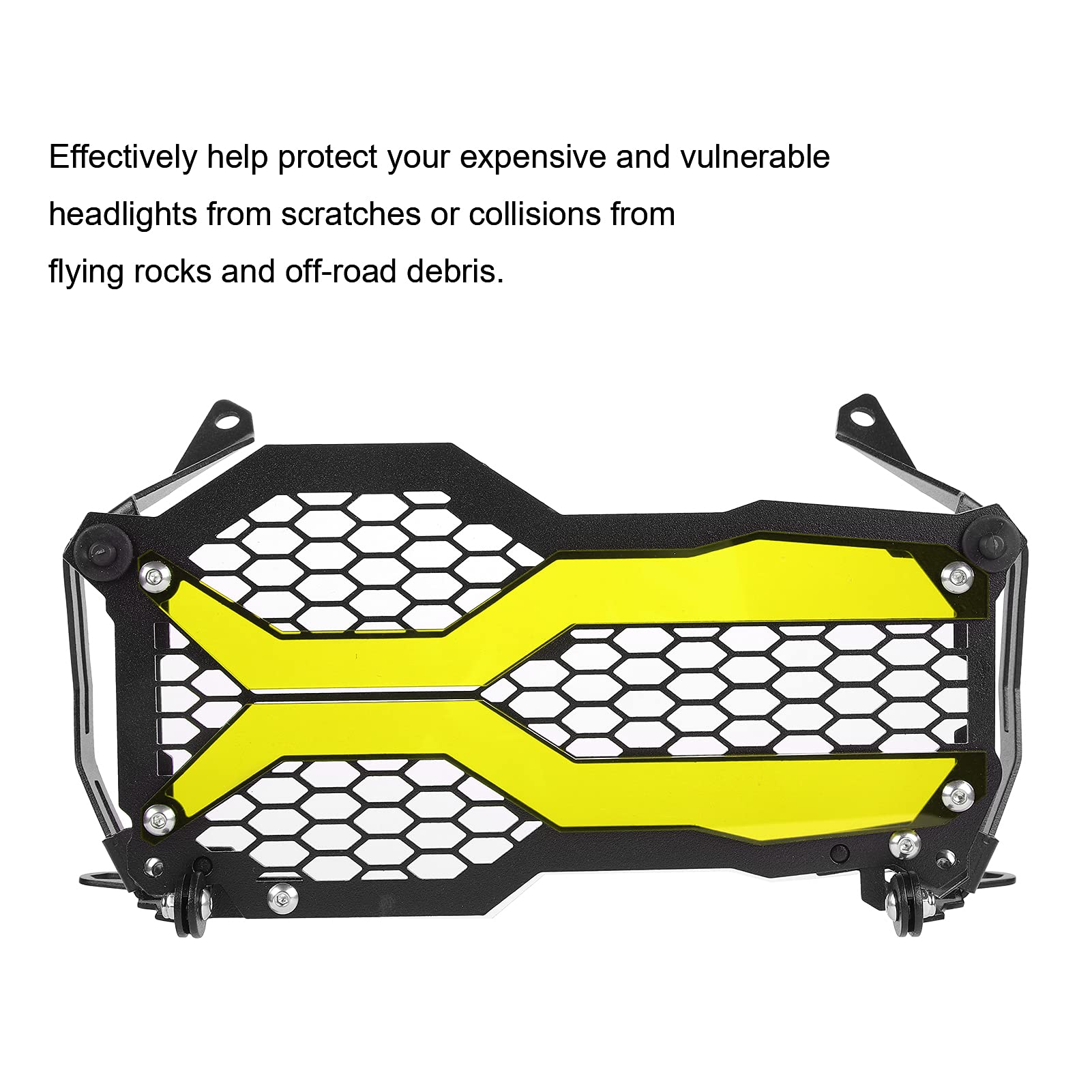 Protezione della luce anteriore, protezione della griglia del faro Sostituzione della guida sicura in acrilico in acciaio inossidabile per R1250GS ADV 2021 per moto(giallo)