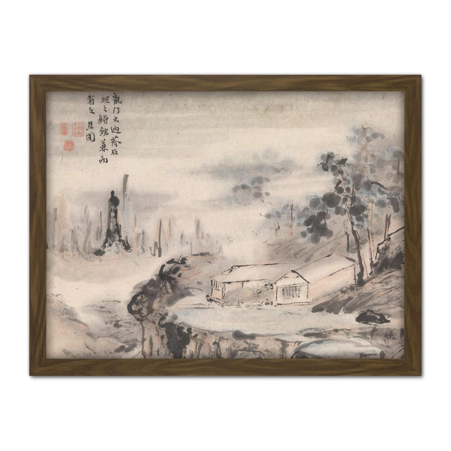 Artery8 Gao Qipei Chinese House Painting Artwork Framed Wall Art Print 18X24 Inch