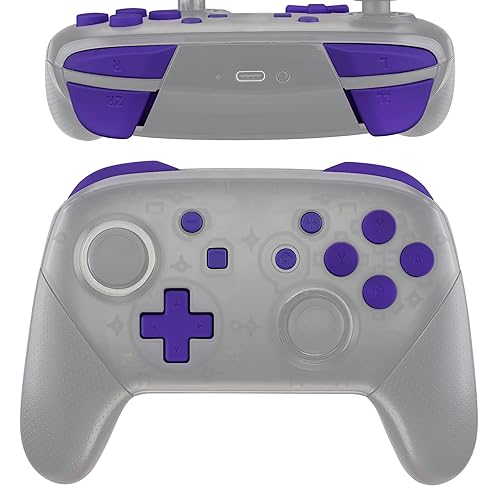 Miniatura 3 de eXtremeRate Purple Repair ABXY D-pad ZR ZL L R Teclas para Nintendo Switch Pro, brillante repuesto de botones completos con herramientas para