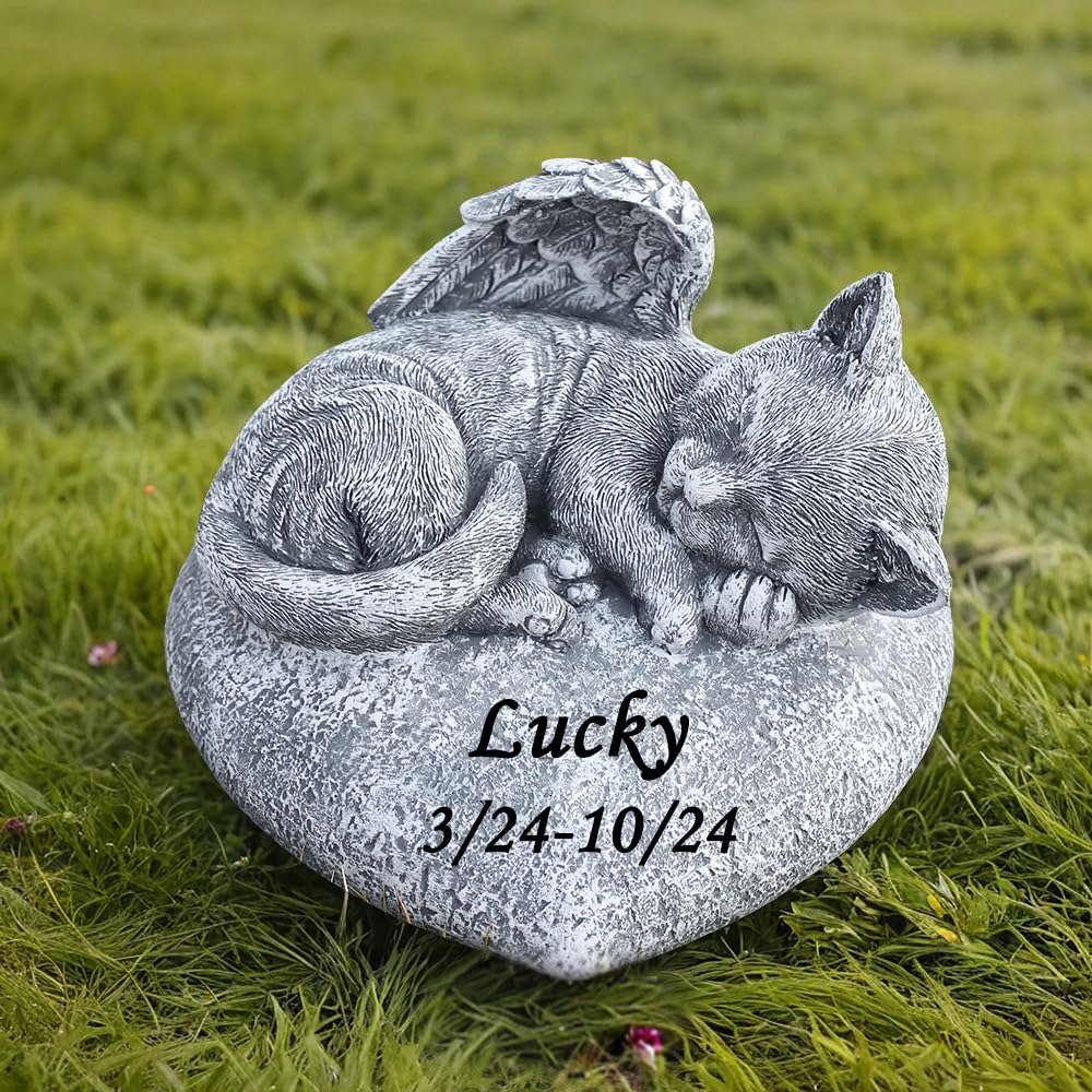 Personalizowana Statua Angelo Gatto Memoriale Giardino Regalo Simpatia