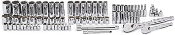 GEARWRENCH 76 Pc. 1/4 & 3/8 Drive 12 Pt. Standard & Deep Mechanics Tool Set, SAE/Metric - 80948