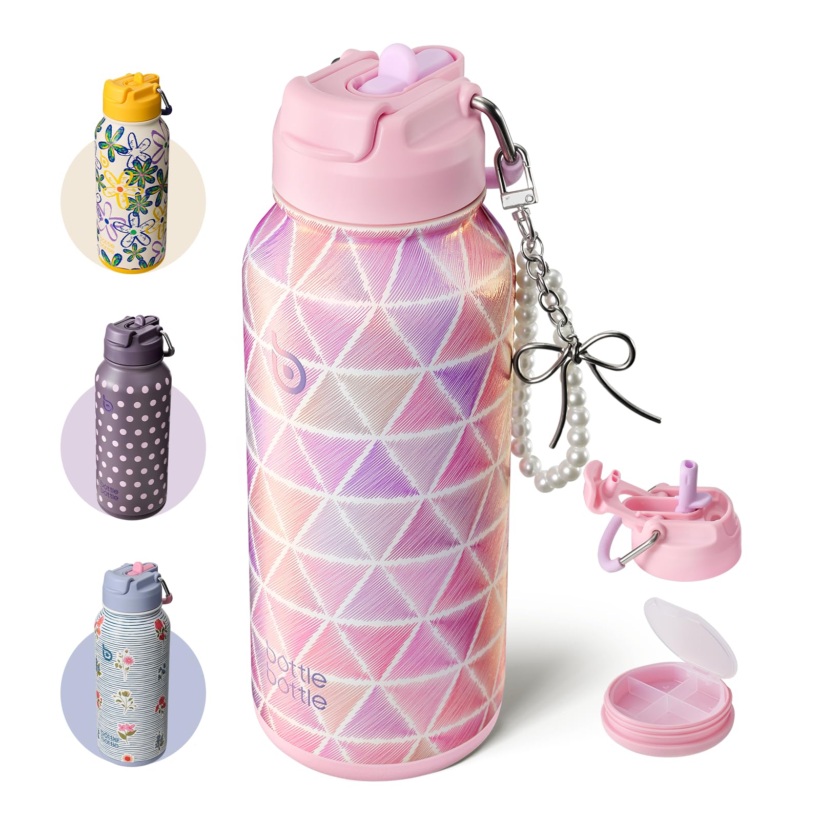 BOTTLE BOTTLE Insulated Water Bottle 950ml Stainless Steel with Straw and Pill Box — image 1