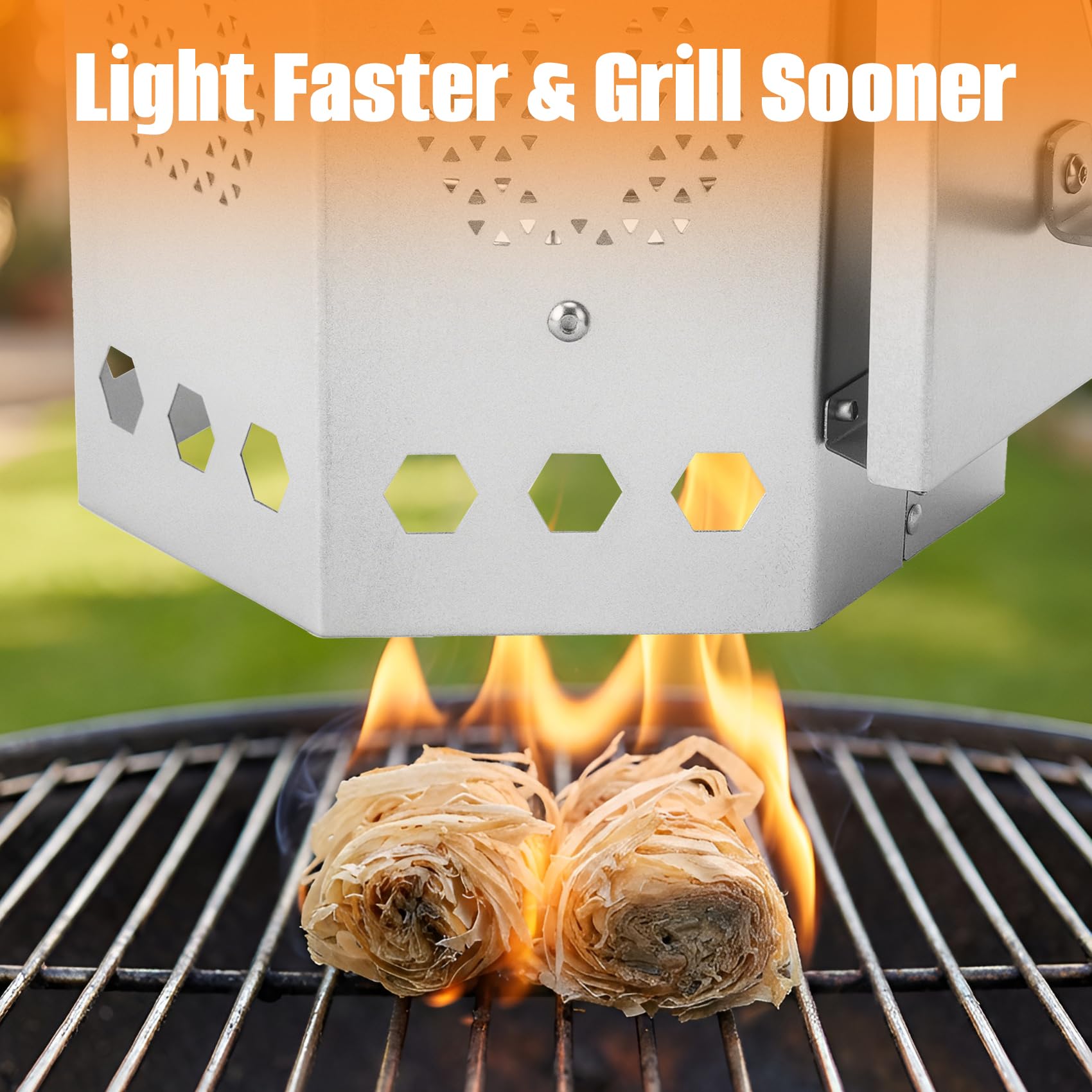 onlyfire Démarreur de cheminée au charbon de bois avec démarreur de charbon de bois, démarreur de cheminée pour barbecue au charbon de bois et barbecues, robuste et facile à utiliser outils de