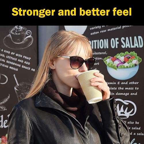 Miniatura 6 de SPRINGPACK 12 onzas 100 paquetes de 12 onzas con aislamiento de papel para llevar para oficina fiestas hogar viajes manga corrugada tazas de bebidas