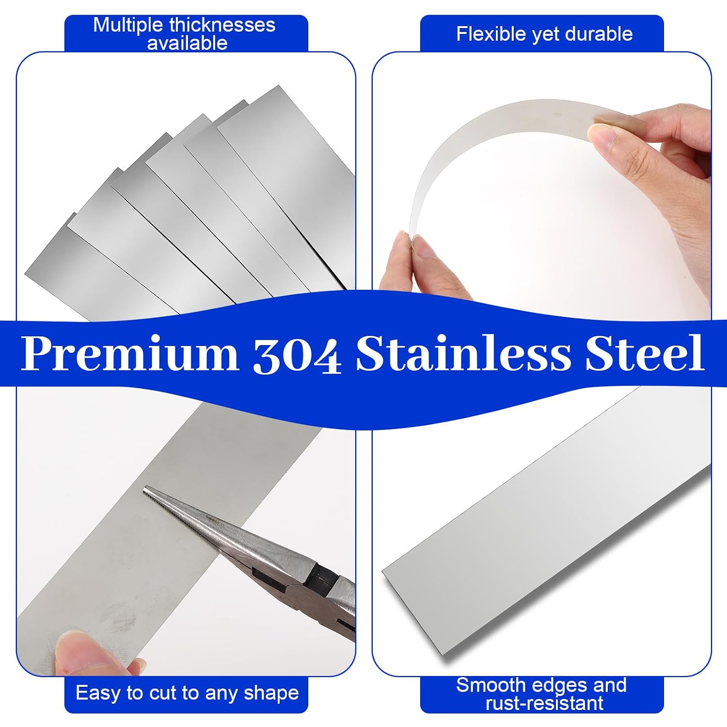 70 Pcs Shim Stock Assortment, 304 Stainless Steel 1" W x 6" L | Metal Shims for Leveling, Gap Filler Trim Strip, DIY & Industrial Use (0.001"-0.01" Thickness)