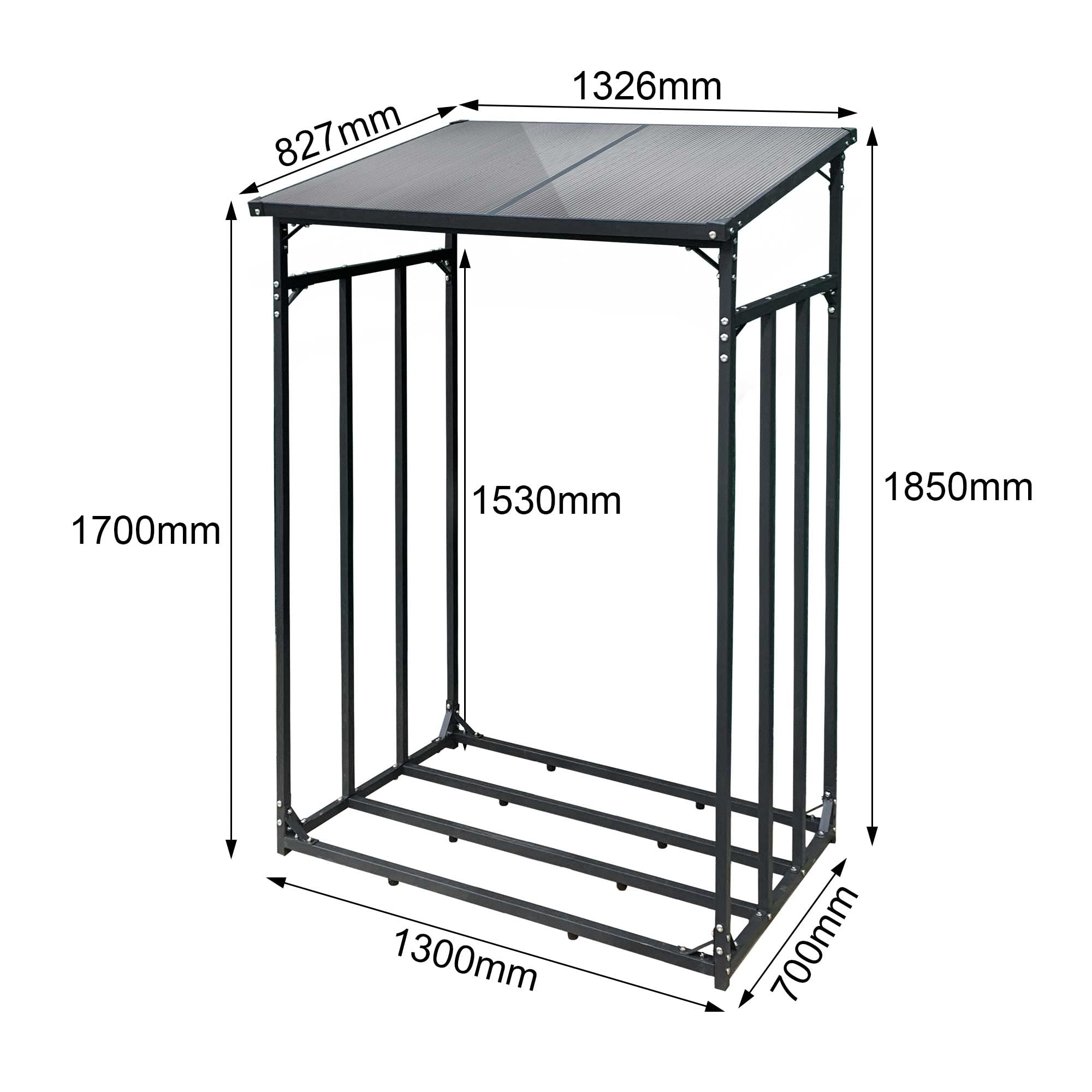 SCHMIDT security tools Kaminholzregal 130x70x185cm Stahl Anthrazit Brennholzregal Holzstappelhilfe Holzunterstand 1,6 m³ Holz-Regal