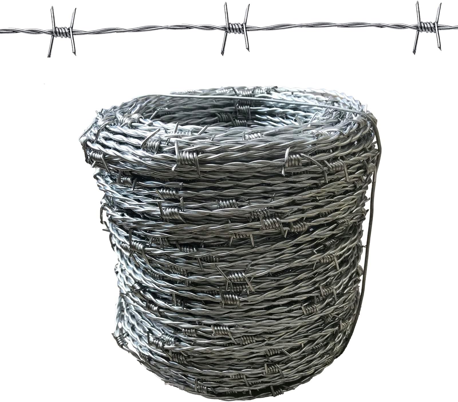 328FT (100m) 16 Gauge 4 Point Barbed Wire Fence, Silver Steel, Perfect for Fencing, Crafts, and Critter Deterrent