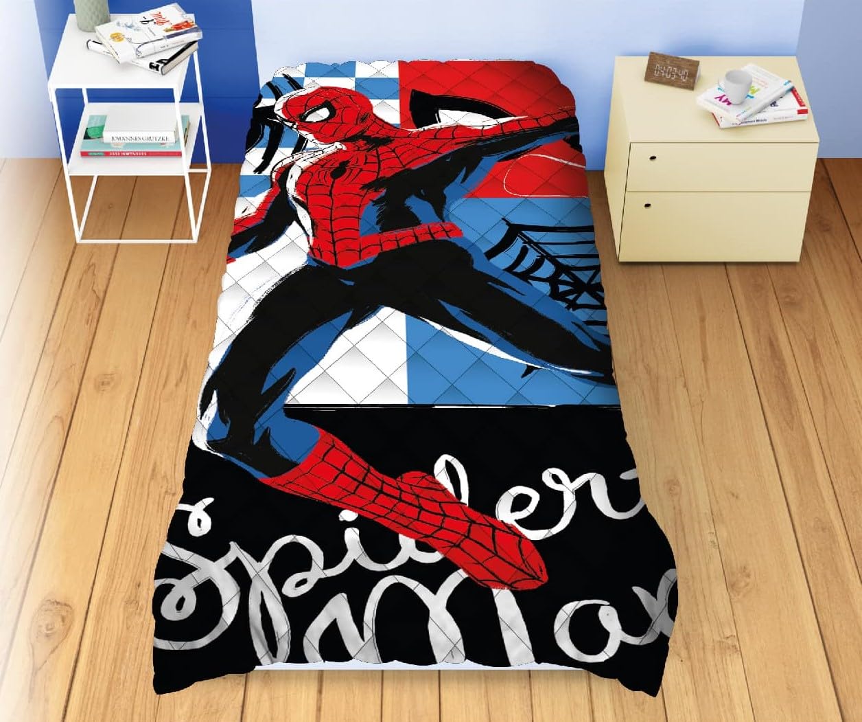 Trapunta Double Face Invernale Letto Singolo 170x260 Personaggi (Mickey Minnie Principesse Spiderman Avengers Sonic Barbie) (SPIDERMAN 2)