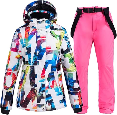 Conjunto de pantalones de esquí y chaqueta para mujer chaqueta gruesa y cálida ropa de nieve para deportes de invierno color chaqueta y pantalones