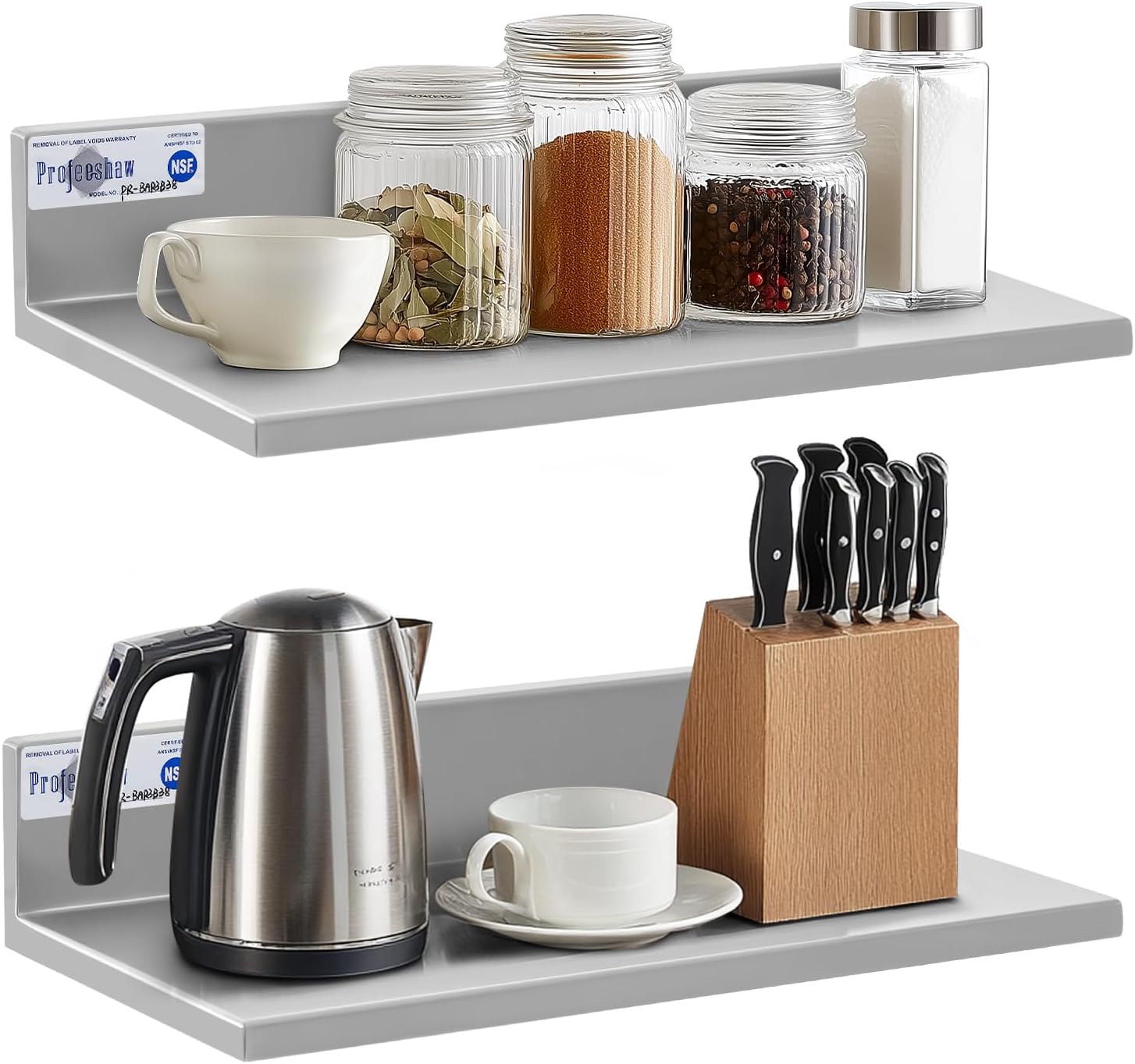 Profeeshaw Stainless Steel Shelf Wall Mounted Commercial Stainless Steel Shelves 8.6 * 16 Inch 44lb Heavy Duty Commercial Kitchen Shelf for Restaurant, Bar, Utility Room, Kitchen and Garage Profeeshaw Stainless Steel Shelf Wall Mounted Commercial Stainless Steel Shelves 8.6 * 16 Inch 44lb Heavy Duty Commercial Kitchen Shelf for Restaurant, Bar, Utility Room, Kitchen and Garage