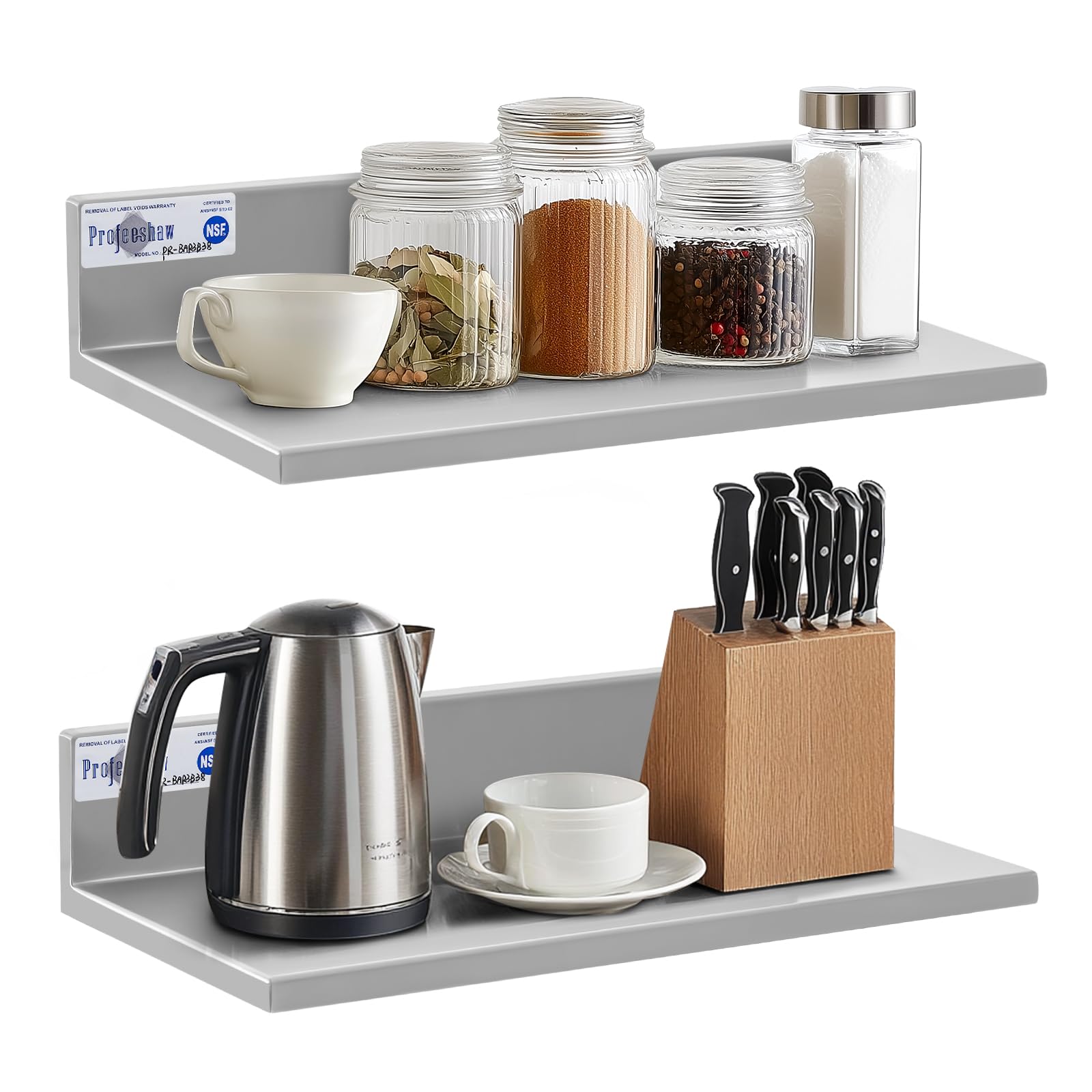 profeeshaw stainless steel shelf wall mounted commercial stainless steel shelves 8.6 x 16 inch 44lb heavy duty commercial kitchen shelf for restaurant, bar, utility room, kitchen and garage
