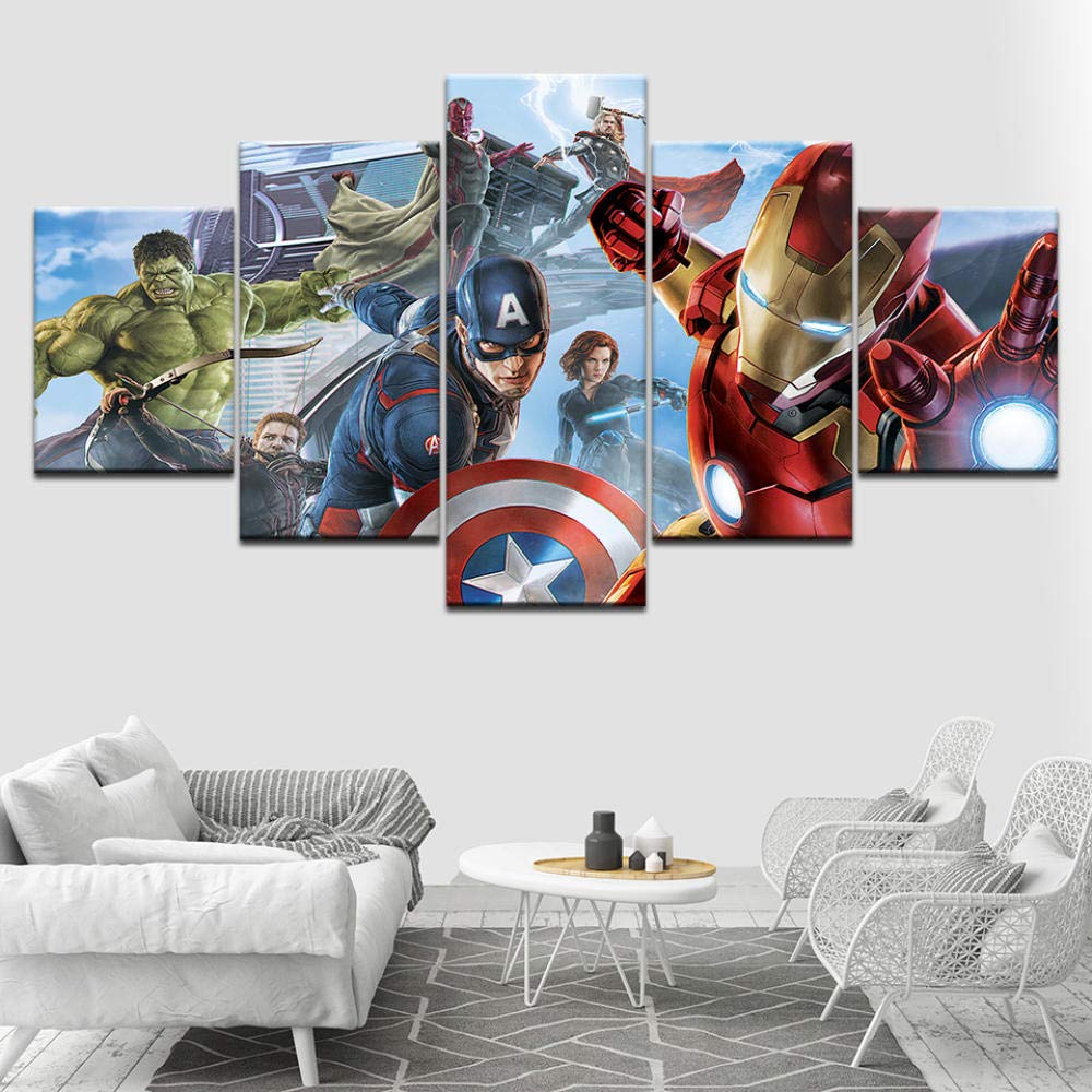 NYJNN 5 canvas prints Canvas Home Decor Batman Paintings Wall Art 5 Pieces Justice Movie Posters Living Room HD Printed Wonder Pictures5 Prints on Canvas