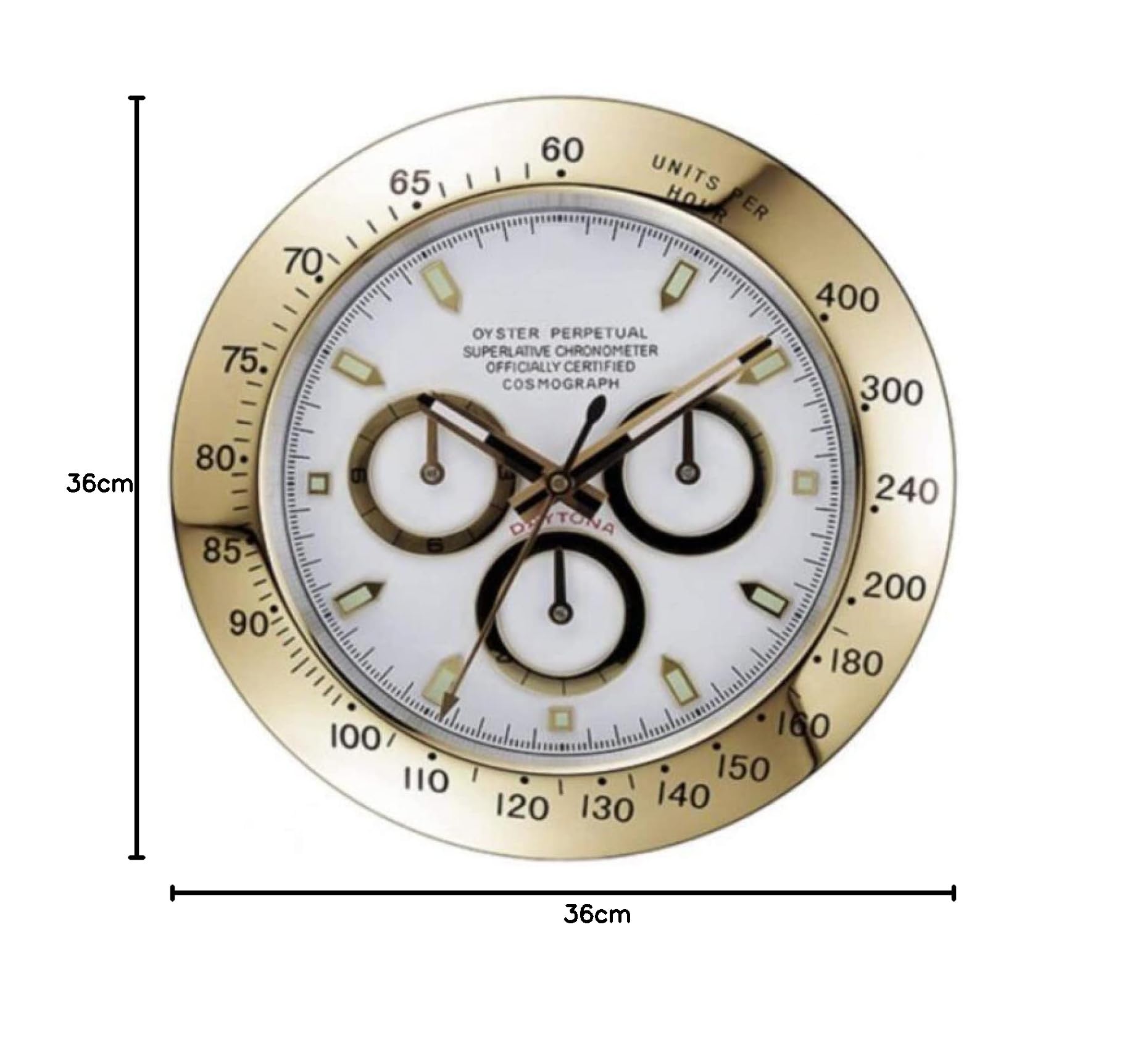 Reloj de pared luminoso, reloj redondo dorado con movimiento de barrido silencioso, números grandes y manecillas que brillan en la oscuridad, elegante reloj para decoración del hogar