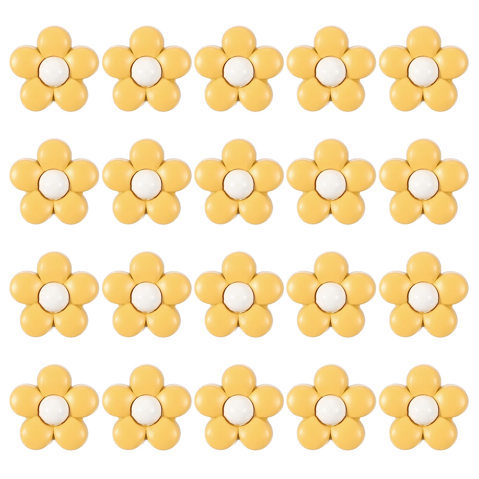 sourcing map 20Pcs Cute Flower Shank Buttons, 15mm Resin Flower Shank Sewing Buttons Decorative Sewing Fasteners for Clothing Shirts Skirts Dresses Blouse Decorations DIY Crafts, Yellow