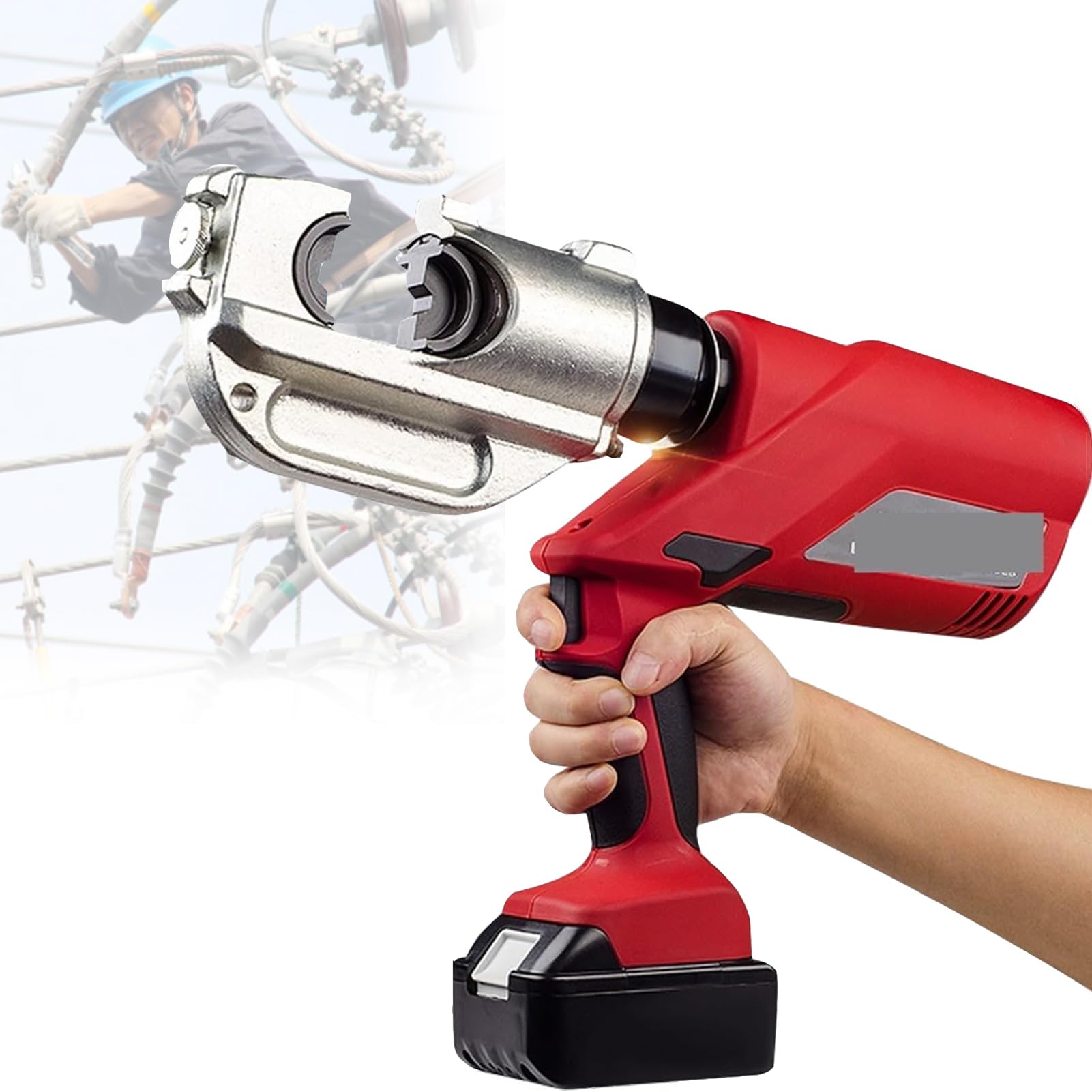 Akumulatorowe szczypce do zaciskania baterii litowych, elektryczne hydrauliczne zaciskarki kablowe do zacisków miedzianych i aluminiowych, matryce 16-400 mm²