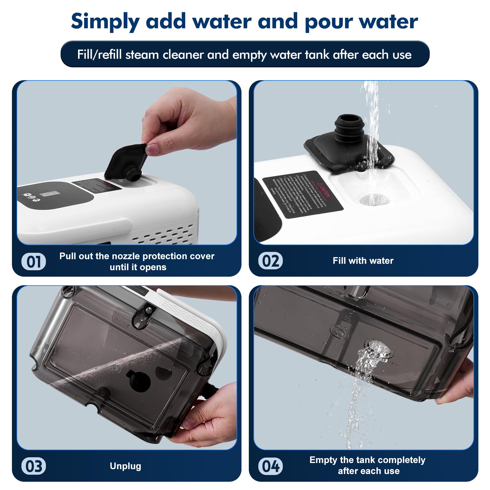 Dampfreiniger Handgerät,2500W Hochtemperatur Druckdampfreinigungsmaschine | 3 Bar für effiziente Haushaltsreinigung,9 Modi einstellbar, 1.2L Kapazität (Weiß)