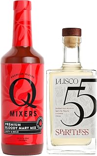 Spiritless Jalisco 55 Distilled Non-Alcoholic Tequila Bundle with Q Mixers Bloody Mary Mix (Bloody Maria) - Premium Zero-Proof Liquor Spirits for a Refreshing Experience