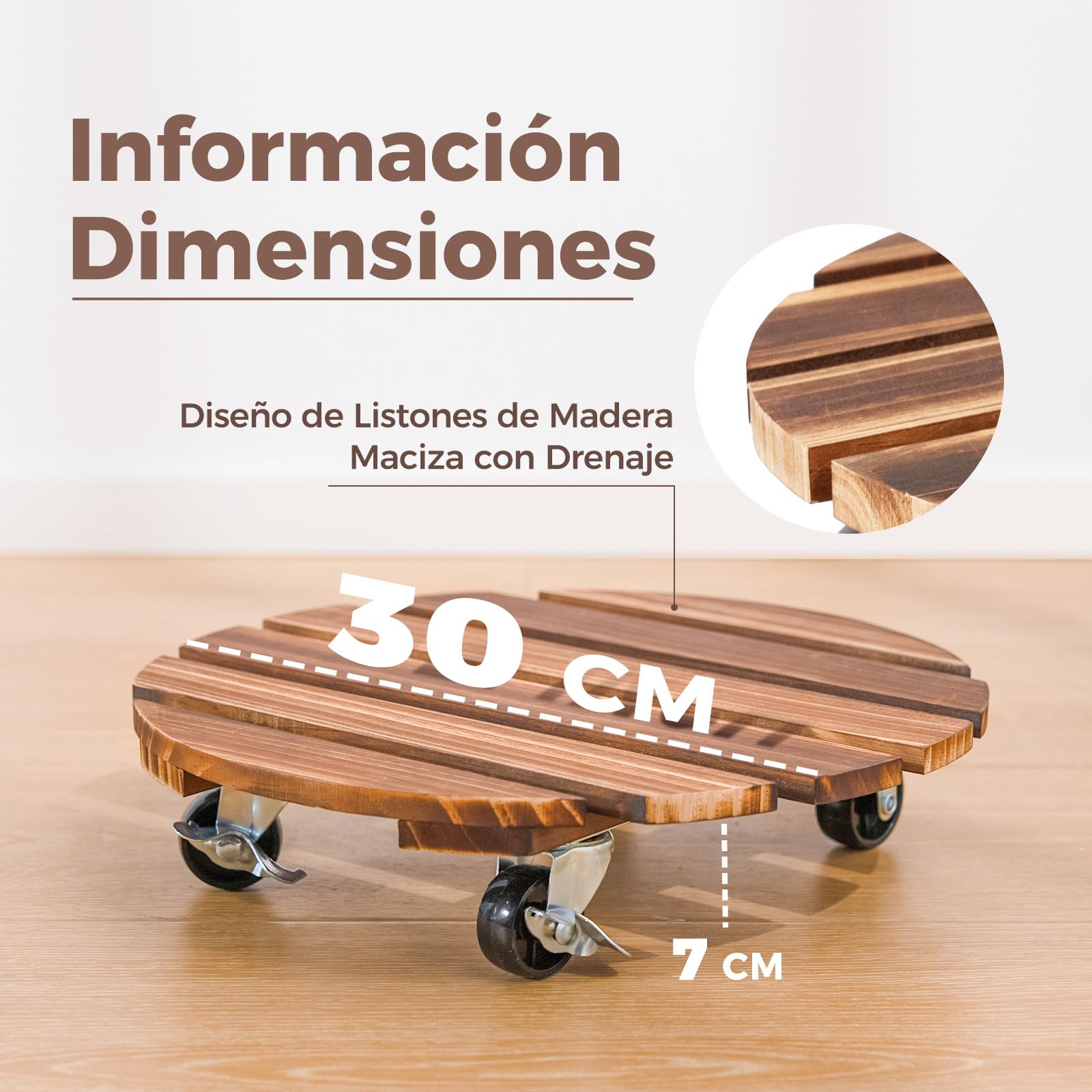Bamworld Soporte para Plantas con Ruedas, Base Móvil con Ruedas de 30 cm, Carro para Macetas, Plataforma Rodante para Plantas Grandes de Uso Pesado (Juego de 2) | Las plataformas para macetas resistentes hacen que las macetas grandes sean fáciles de mover