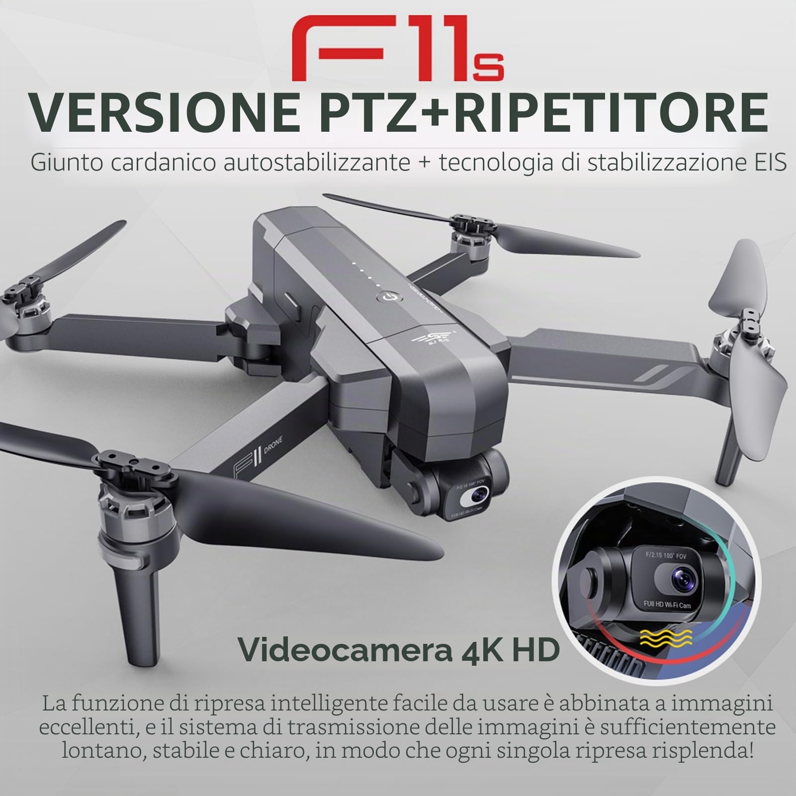 SJRC F11S 4K Pro GPS HD Camera Drone, Profesional 2 Axis Gimbal 3KM RC Quadcopter, 27 min per batteria, motore brushless, ritorno automatico a casa, seguimi (1 Battery)