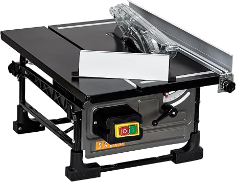 Table Saw for Jobsite, 8 in 6.7-Amp Copper Motor, Cutting Speed Up to 3576RPM, 24 T Blade, Compact Portable Table Saw Kit With Sliding Miter Gauge, Diy and Woodworking, Grey
