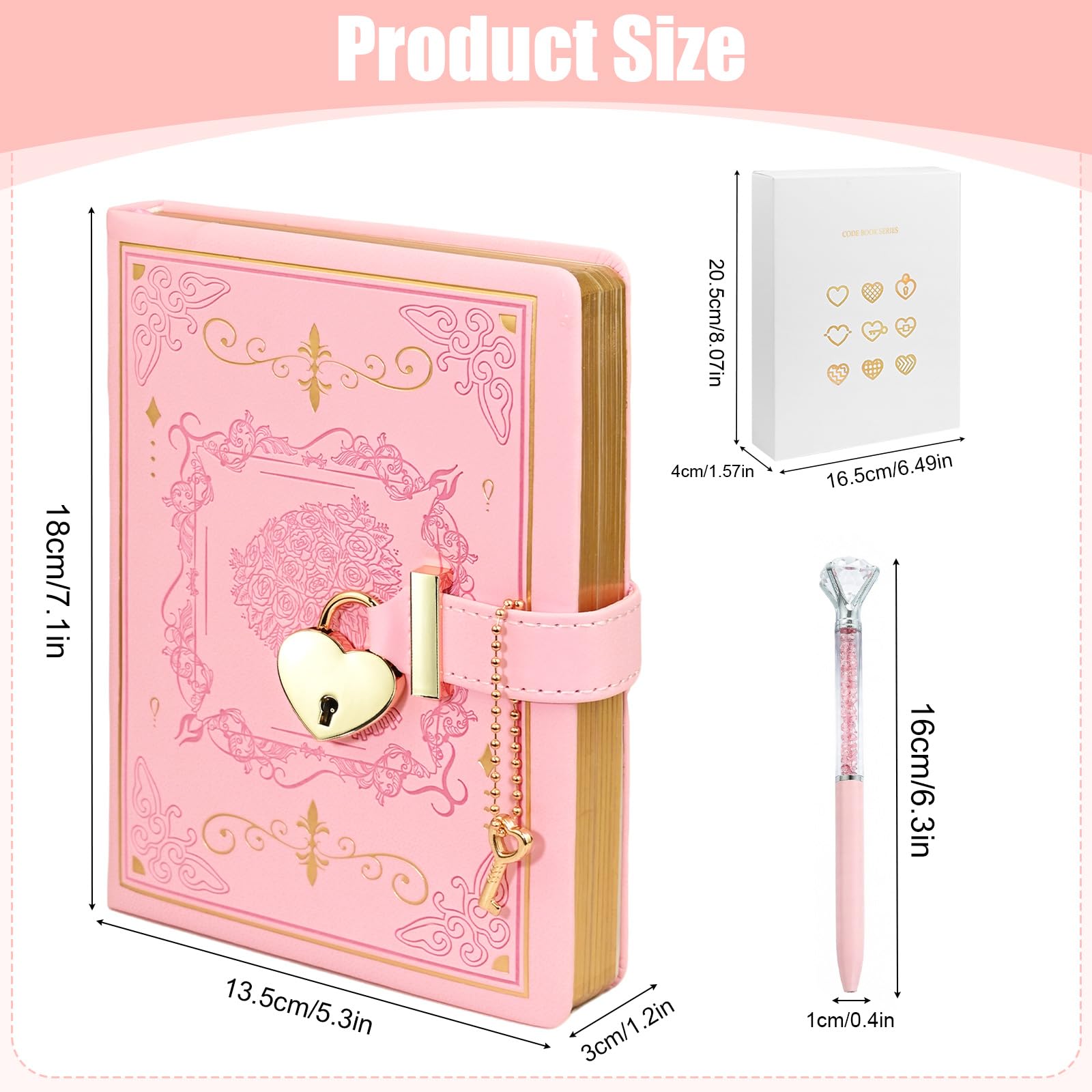 Diary with Lock for Girls Women B6 PU Leather Notebook with Lock, Lockable Diary Girls Diary - Image 3