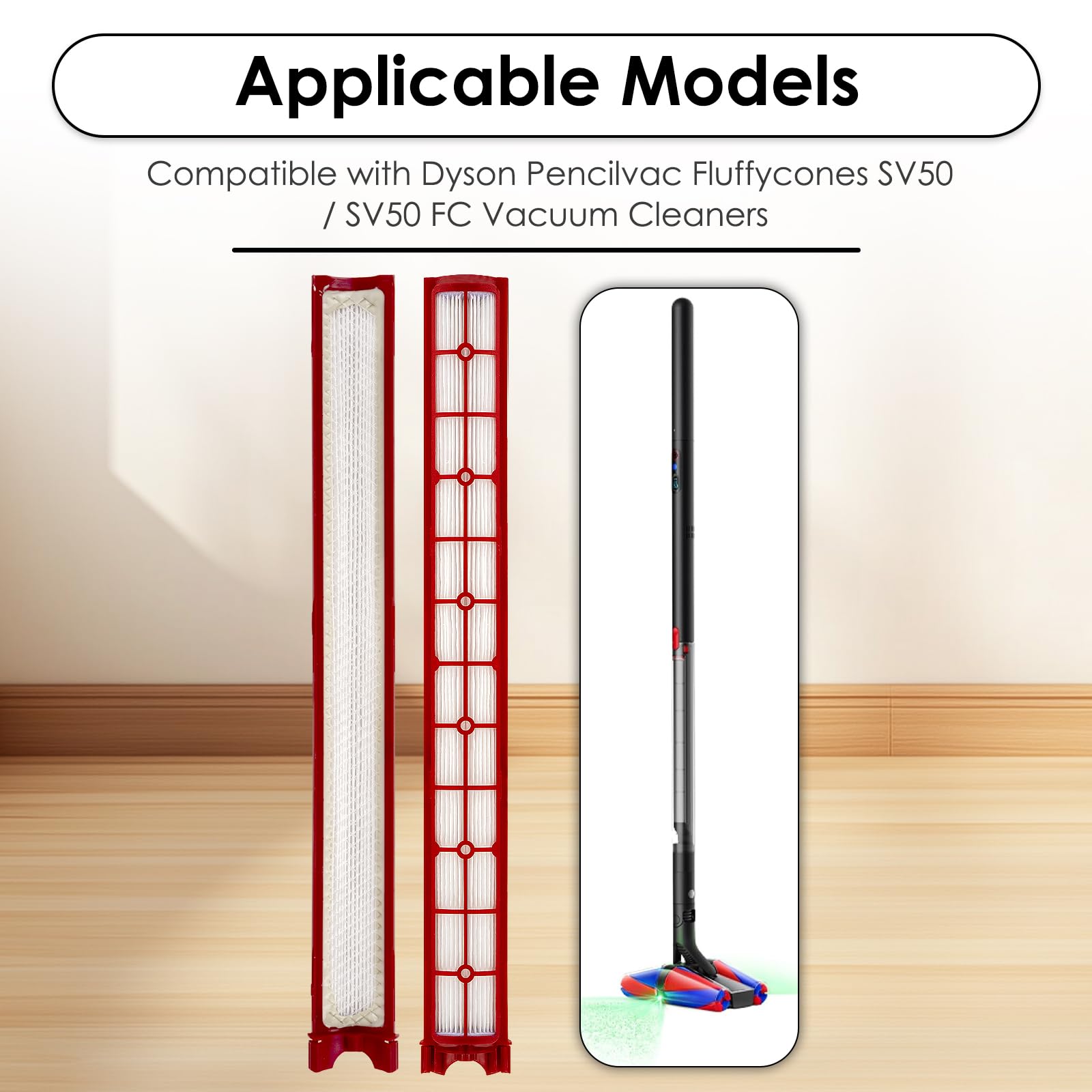 Pencilvac Fluffycones SV50 FC - Filtri HEPA di ricambio compatibili con aspirapolvere Dyson SV50 FF AM, filtro verticale, filtri per aspirapolvere, filtri a contenitore, confezione da 2