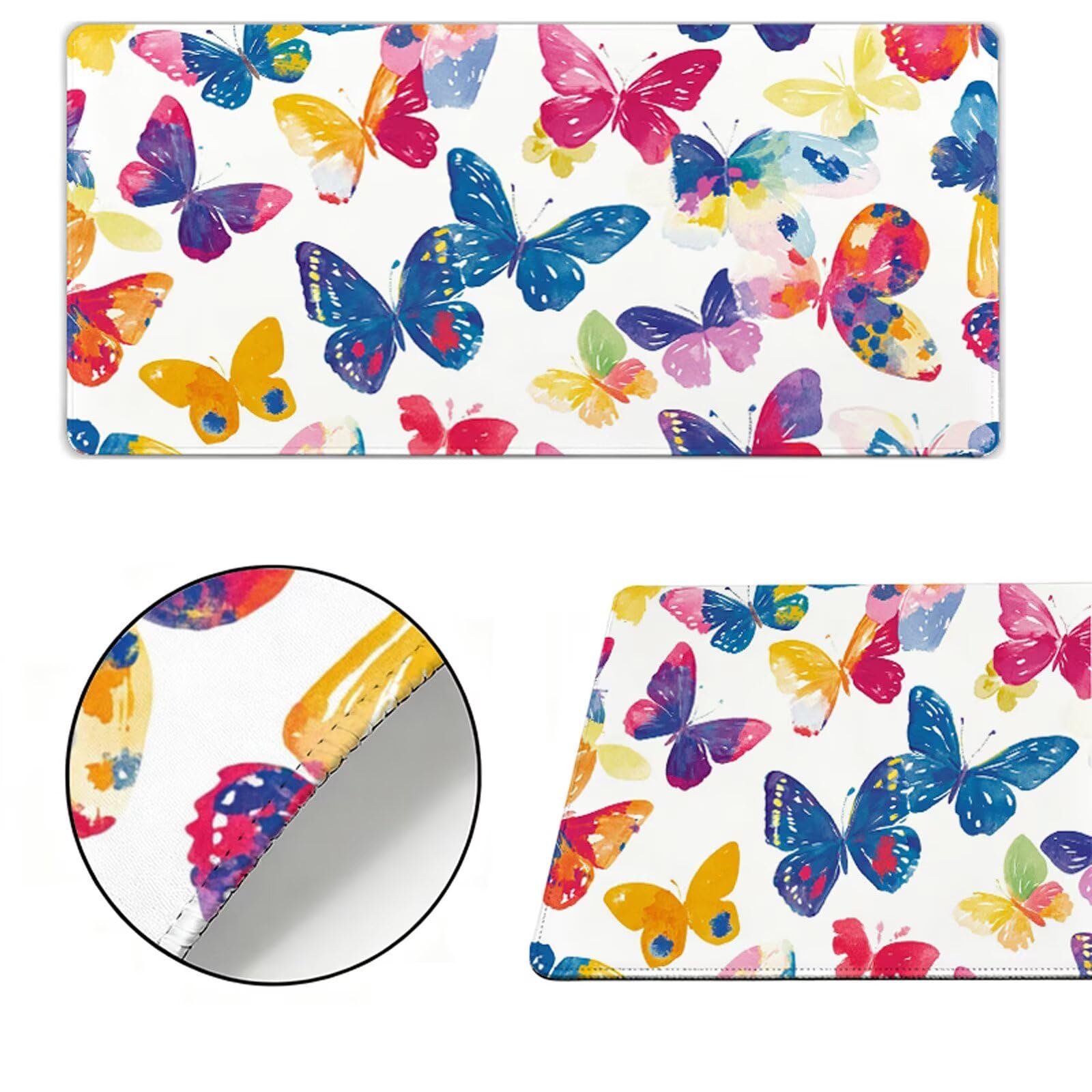 Podkładka pod mysz XXL 1200x600x3mm Podkładka pod mysz beżowa podkładka pod mysz motyl poprawia precyzję i szybkość, antypoślizgowe wodoodporne, szyte krawędzie, akcesoria do gier, komputer biurowy