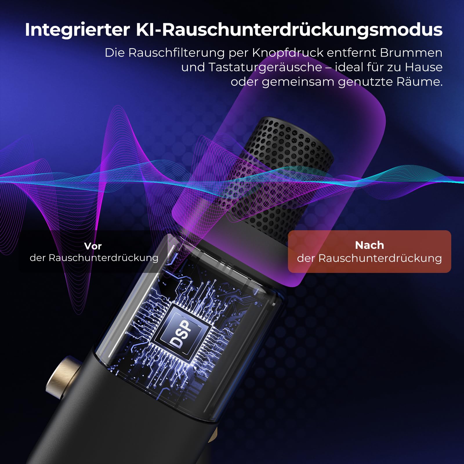 NearStream AM15X USB/XLR Dynamisch Mikrofon,Plug & Play Desktop Mic für PC/Streaming/Gaming/Studio,EIN-klick-Stummschaltung, Lautstärkeregler, Sofortiges Anhören, Geräuschunterdrückung