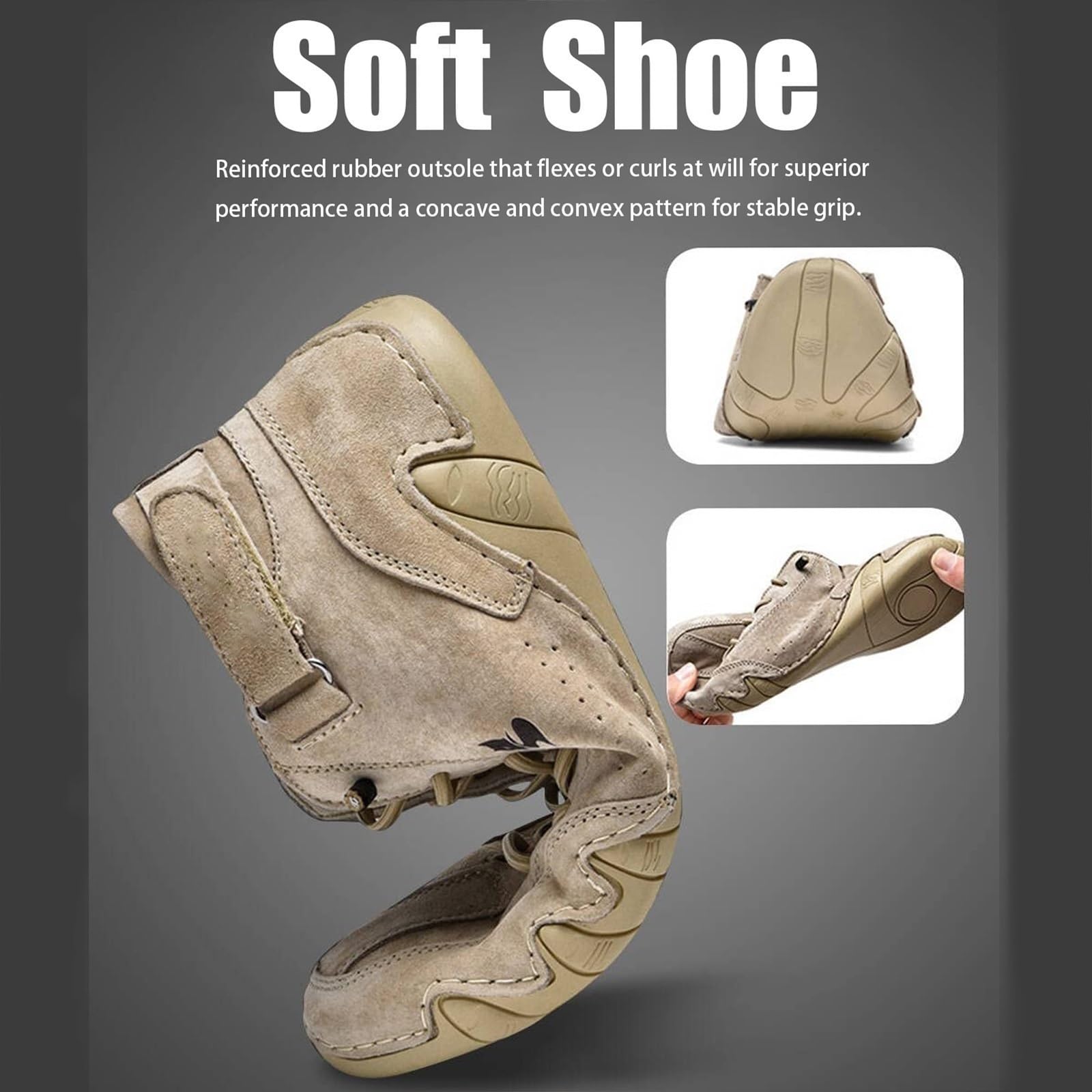 Italienische Herren Handgefertigte Wildleder Hohe Stiefel barfußschuhe , Wasserdicht Rutschfeste Leichtes Atmungsaktive Outdoor Barfuß Schuhe Herre Stiefel zum Wandern und Fahren ( Color : Khaki , Siz