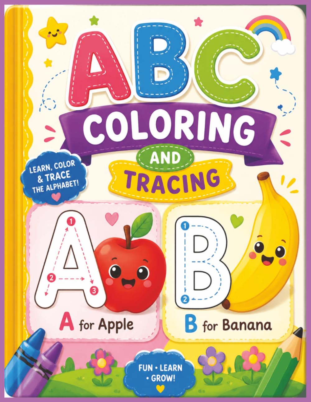 ABC Coloring and Tracing book: learning A to Z letters with coloring images, tracing A to Z letters, A for Apple