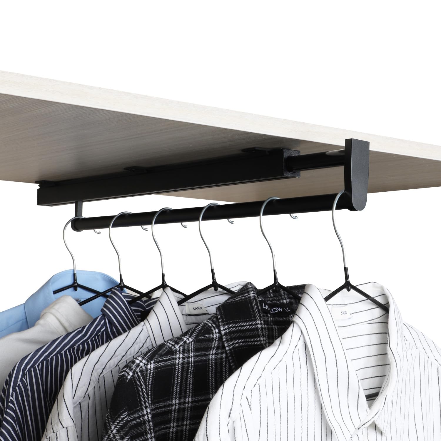 BaiNong pull out closet rod pull out pants rack for closet valet rod closet black valet rods for closets 9-1/2 inch telescopic trouser rack shallow cabinet organize pants and clothes