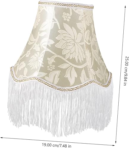 Miniatura 6 de DOITOOL Pantalla de flecos hecha a mano para lámpara de escritorio, cubierta de tela estilo occidental para decoración de habitaciones europeas