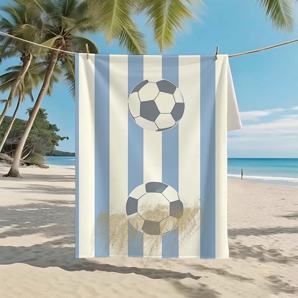 Telo Mare XXL 100x200cm/35x70cm, 2 Set Telo Mare Microfibra Calcio Asciugamano Palestra Uomo, Antisabbia, Leggero, Asciugatura Rapida, Teli da Spiaggia Grandi Accessori per Camping Natation Yoga A-99