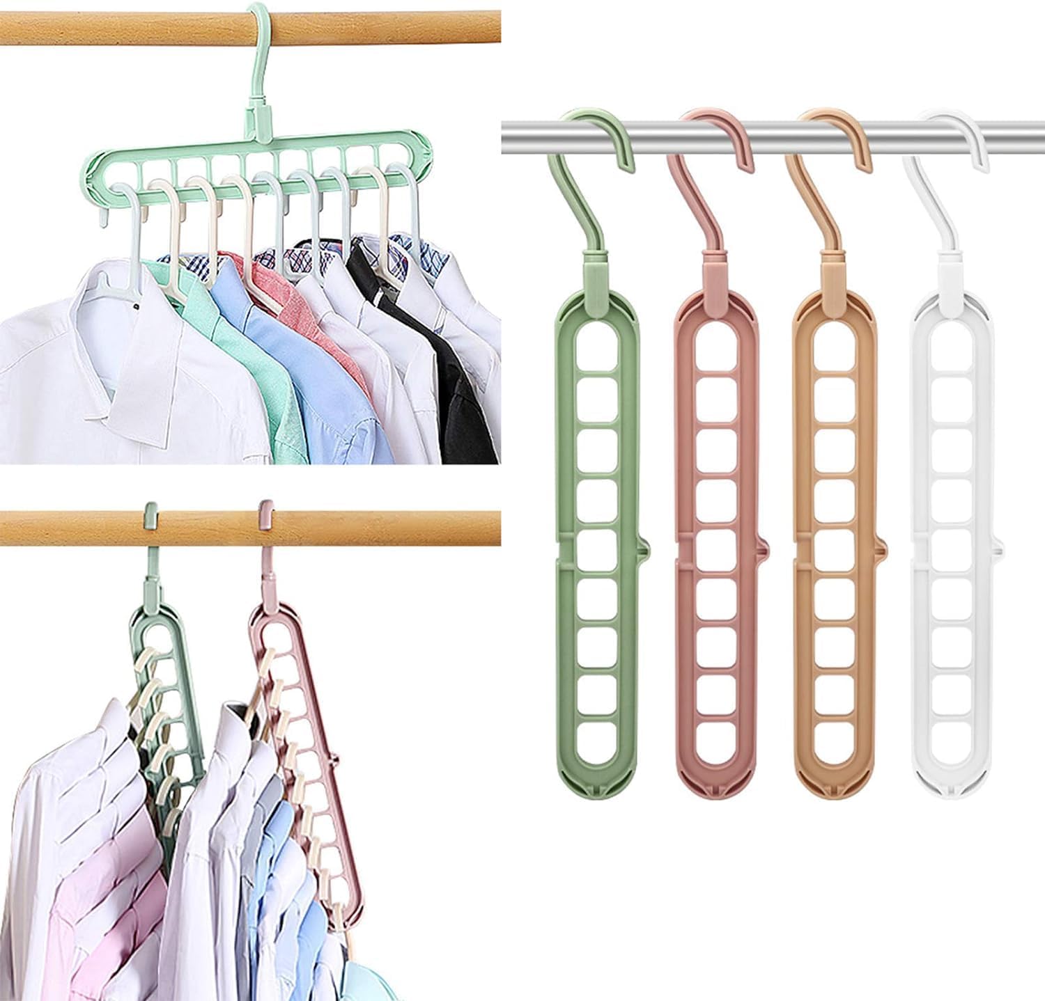 MAPPERZ Plastic Space Saving Clothes Hangers/Multifunctional Smart Closet Organizer/Wardrobe Clothing Cascading Hanger 9 Slots Shirts Pants Dresses Coats (4)-image-22