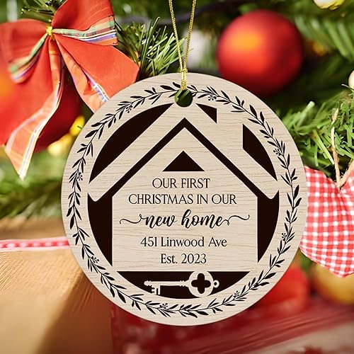 Miniatura 5 de Regalo de inauguración de la casa 2023, adorno personalizado de nuestra primera Navidad en nuestro nuevo hogar, recuerdo de la primera casa 2023,
