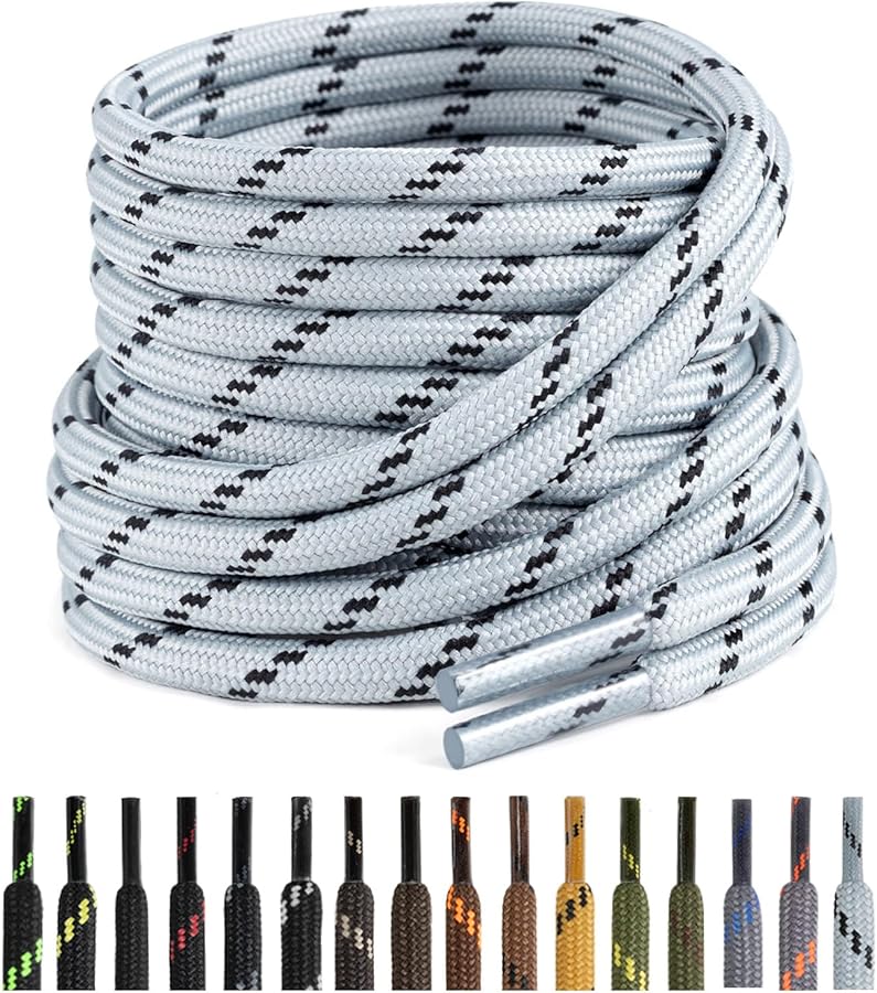 Miscly Lacci per Scarpe Rotondi [3 Paia] Stringhe Robuste e Resistenti - Ideali per Scarpe Da Trekking e Da Montagna, Scarponi, Scarponcini e Stivali - Diametro 5mm (114 cm, Marrone