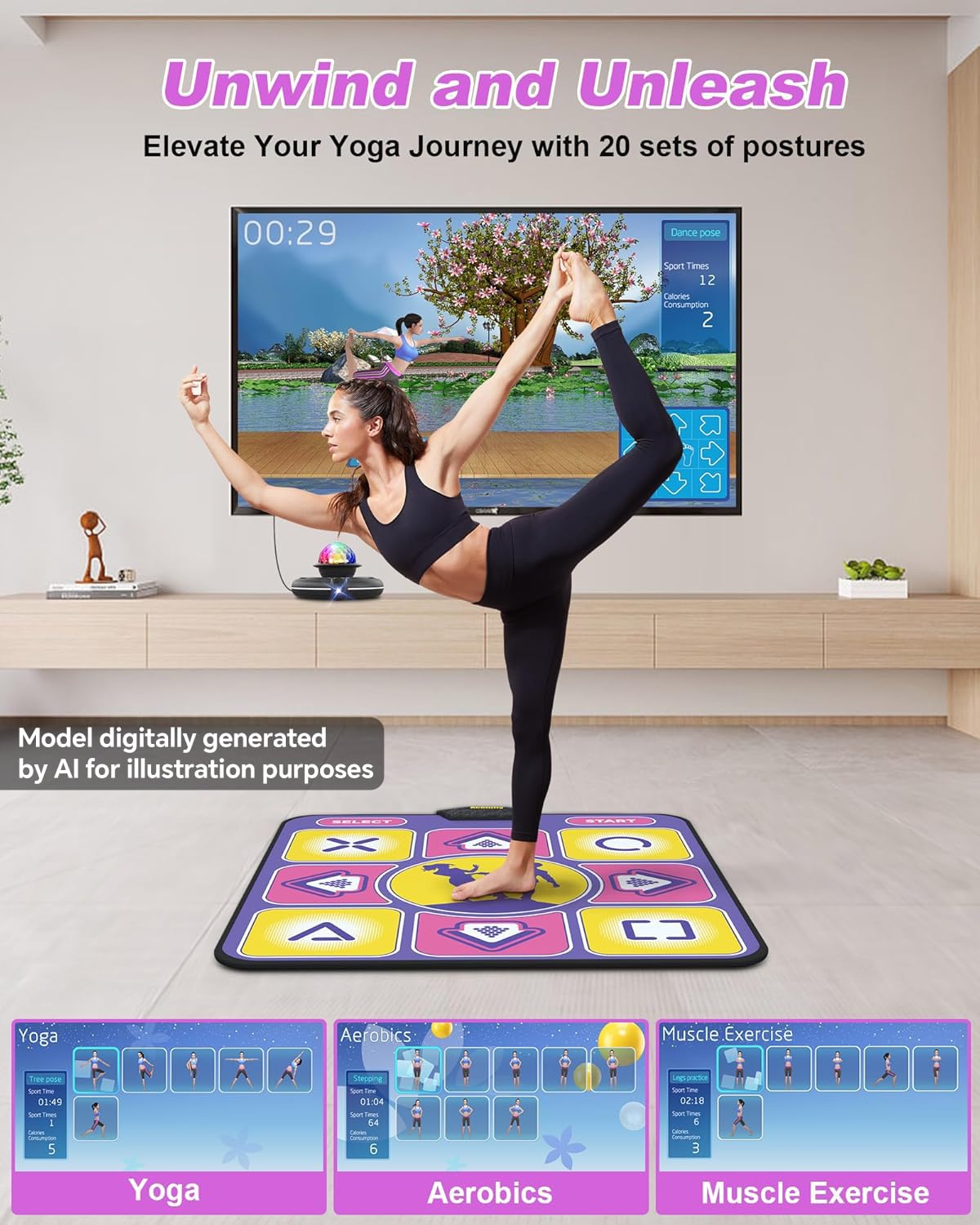 Tapis de danse antidérapant avec caméra pour TV, manette sans fil, jeu amusant pour enfants et adultes, cadeaux pour filles et garçons