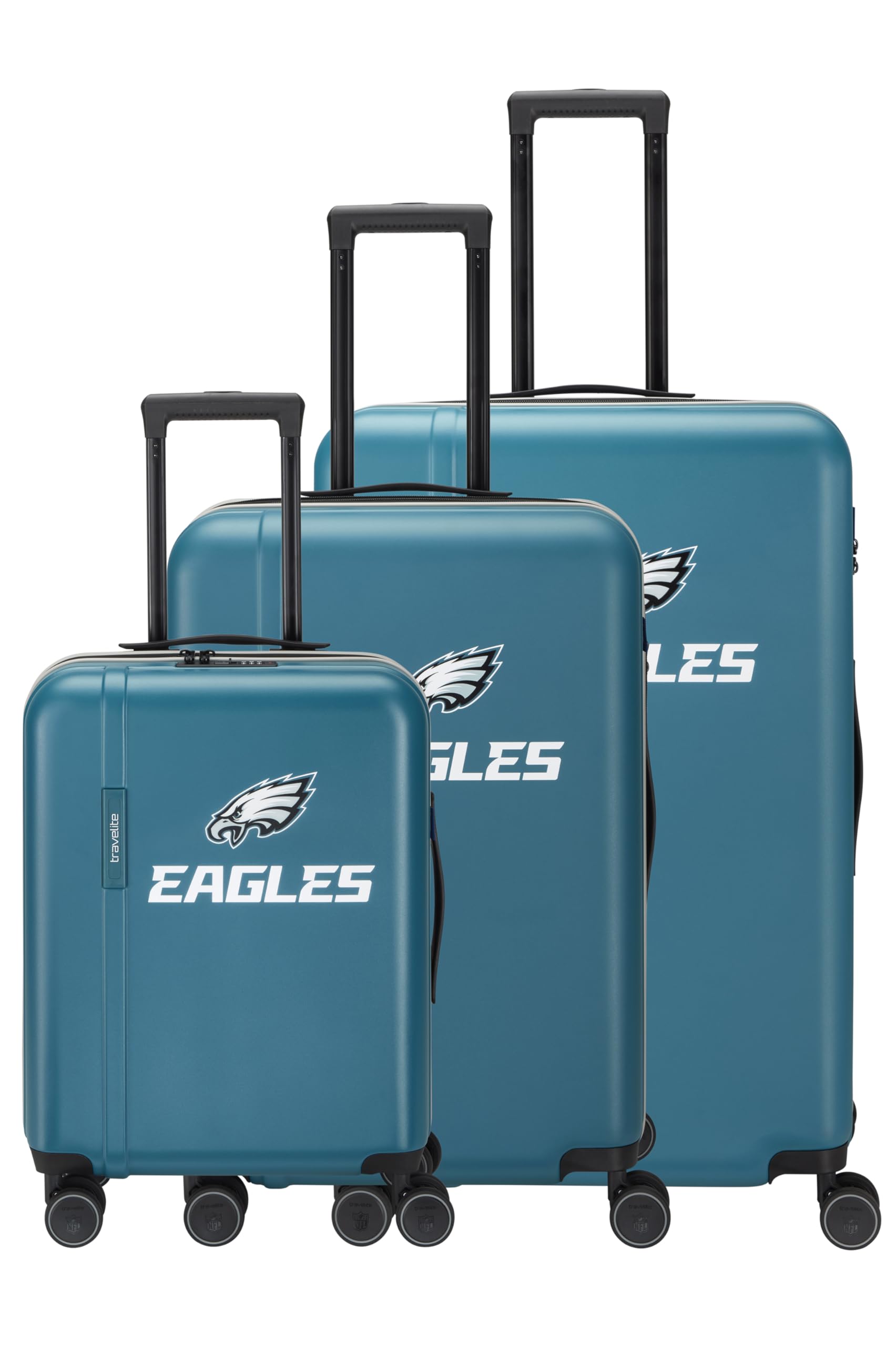 Travelite NFL NFL Hard Shell Trolley Set, NFL Suitcase Set L/M/S, Philadelphia Eagles, NFL Kofferset L/M/S, NFL Hard Shell Trolley Set