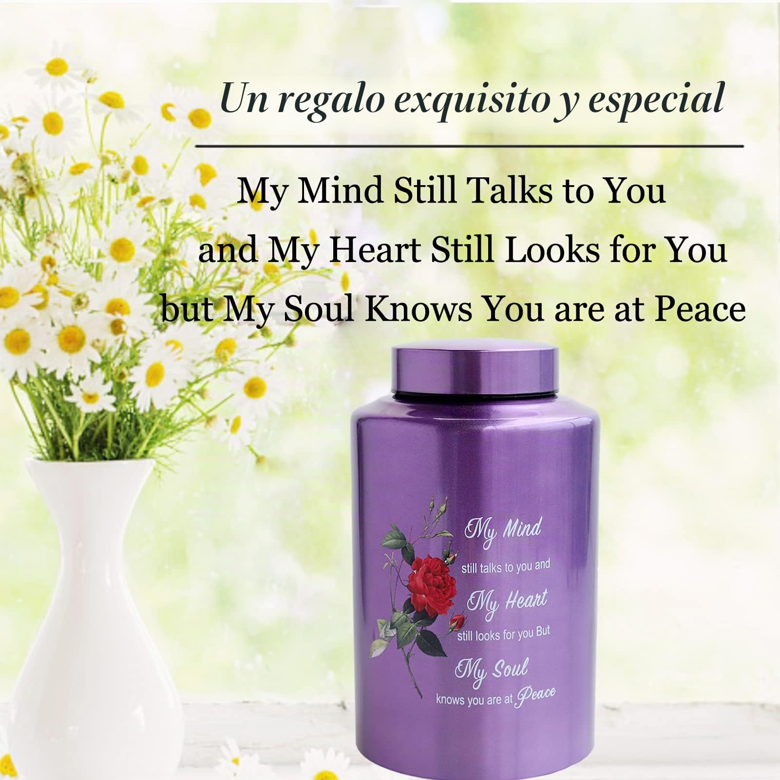 Urnas Grandes de hasta 200 Libras para Cenizas humanas Adultas, urna Decorativa para Cenizas humanas con urna de Rosa con Bolsa de Terciopelo