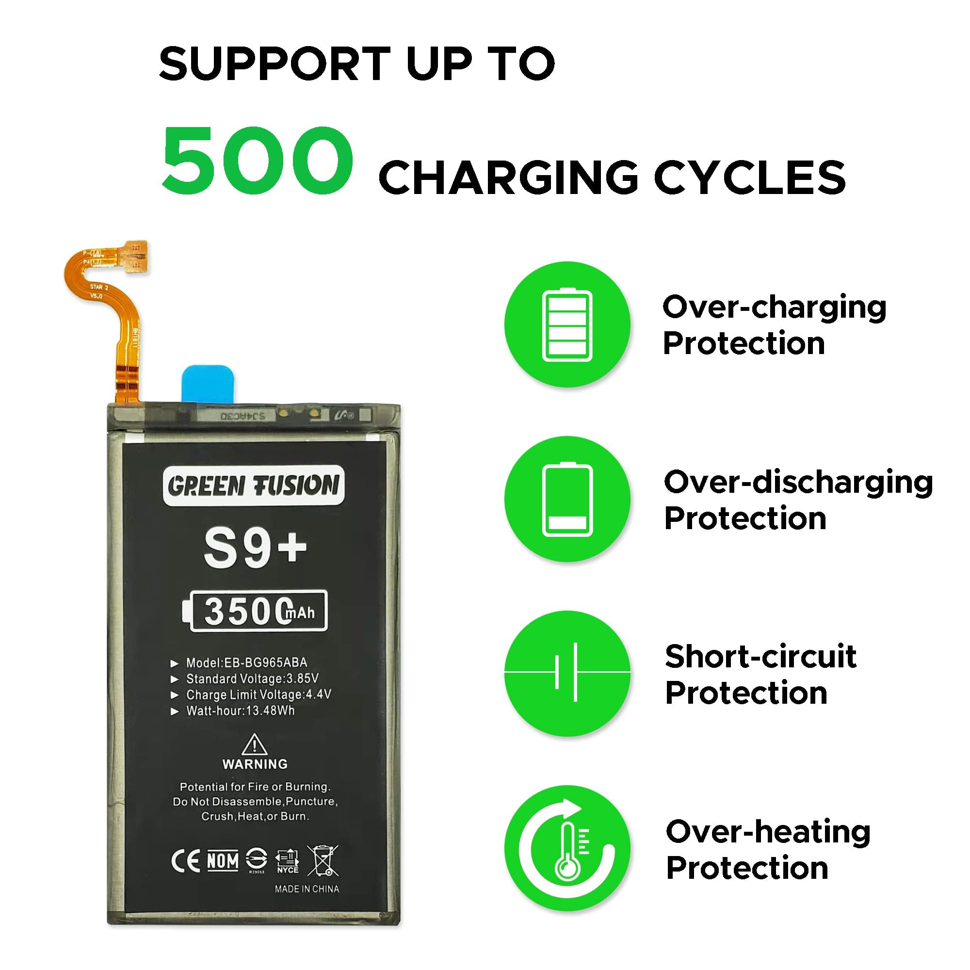 For Galaxy S9 Plus Battery, EB-BG965ABA EB-BG965ABE Replacement Battery Compatible with Samsung Galaxy S9 Plus Battery All Models (New Upgraded) with Installation Instruction & Repair Toolkit