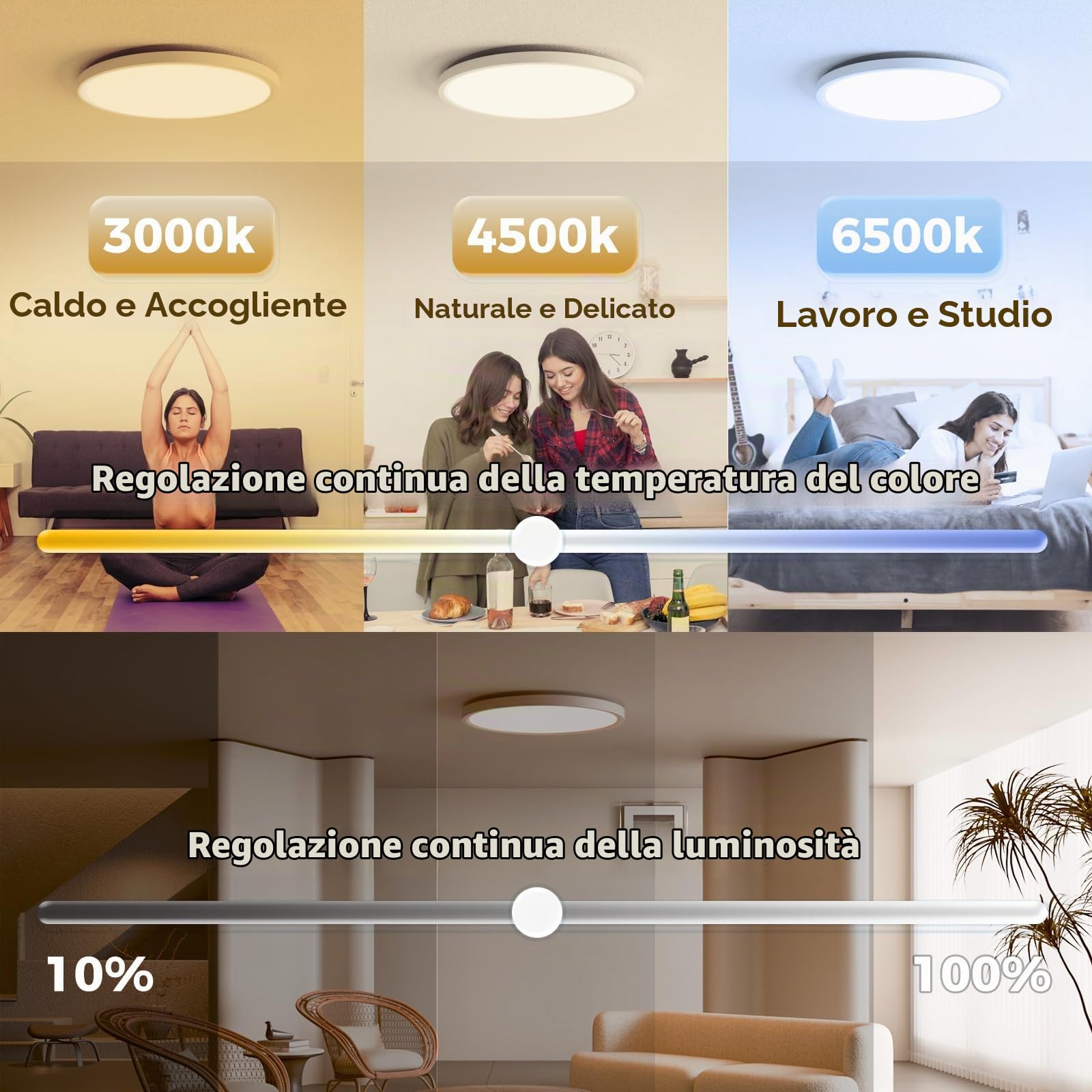 Plafoniera LED Soffitto Moderna,24W Ø30cm RGB Rotonda Lampadario Soggiorno,Dimmerabile Con Telecomando 3000-6500K Lampadario LED,adatta per Camera da letto,Soggiorno, Sala giochi