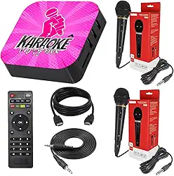 Karaoke Party Box Rosa Com Pontuação +de 2000 Músicas +2 Microfones (Com Lista De Espera/Não Precia De Internet) Jukebox ORIGINAL