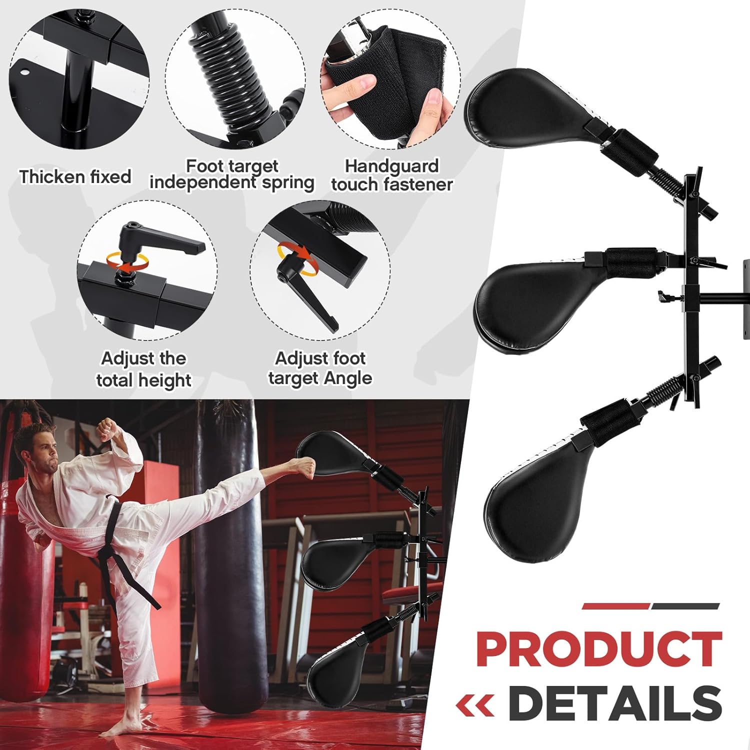 Taekwondo Kick Pads Boxing Pads Taekwondo Karate Sparring Gear Boxing Paddles Kicking Targets Martial Arts Training Equipment with Mounting Bracket for Youth Men