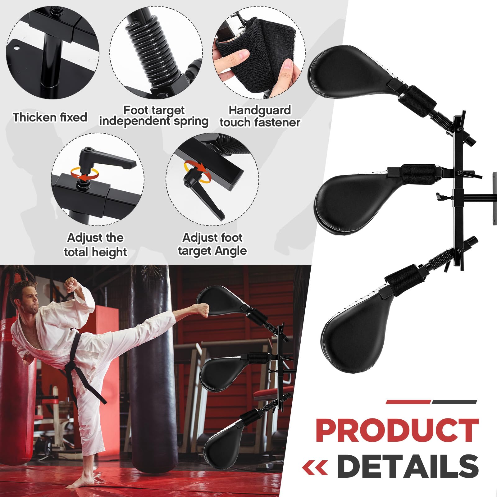 Seenelling Taekwondo Kick Pads Boxing Pads Taekwondo Karate Sparring Gear Boxing Paddles Kicking Targets Martial Arts Training Equipment with Mounting Bracket for Youth Men