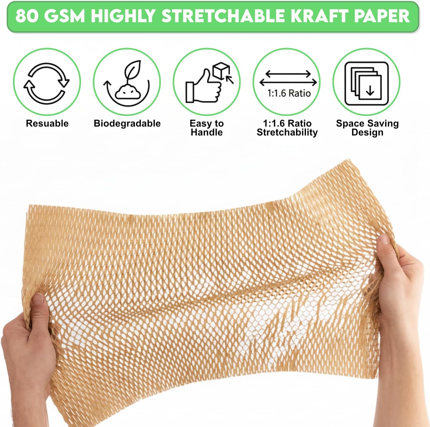 Honeycomb Packing Paper for Moving 15" x 230', 80GSM Eco Friendly Honeycomb Paper with 20 Fragile Stickers, 16 ft. Jute Twine and Cutter, Alternative to Bubble Cushioning Wrap for Shipping Packaging