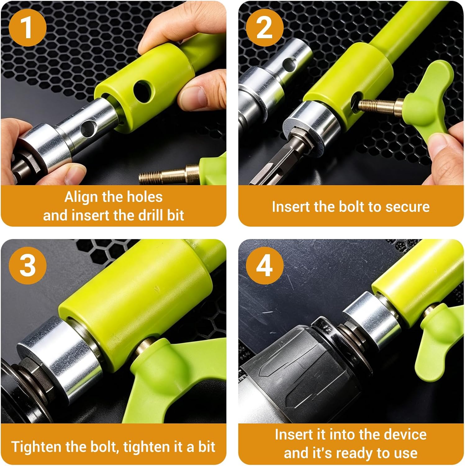 Auger Adapter, 1 to 3 Ice Auger Drill Adapter Drill Bit, Carbon Steel Round Chuck 2 Pits 2 Slots Garden Auger Drill Connector Garden Tools,Drill Bit Adapter image 4